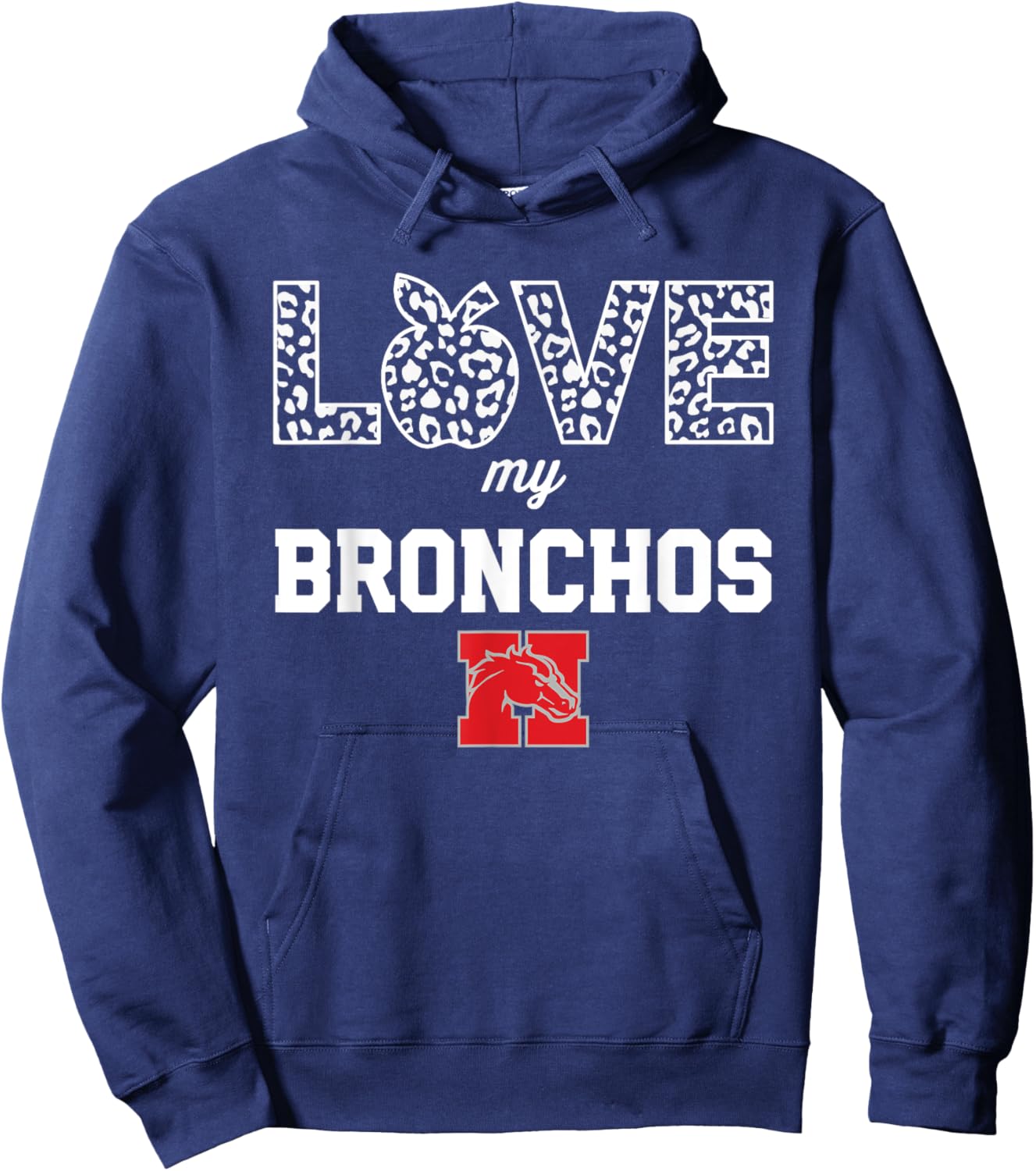 Holly Bronchos Logo Love My Team HS Hoodie - Hoodie | Navy