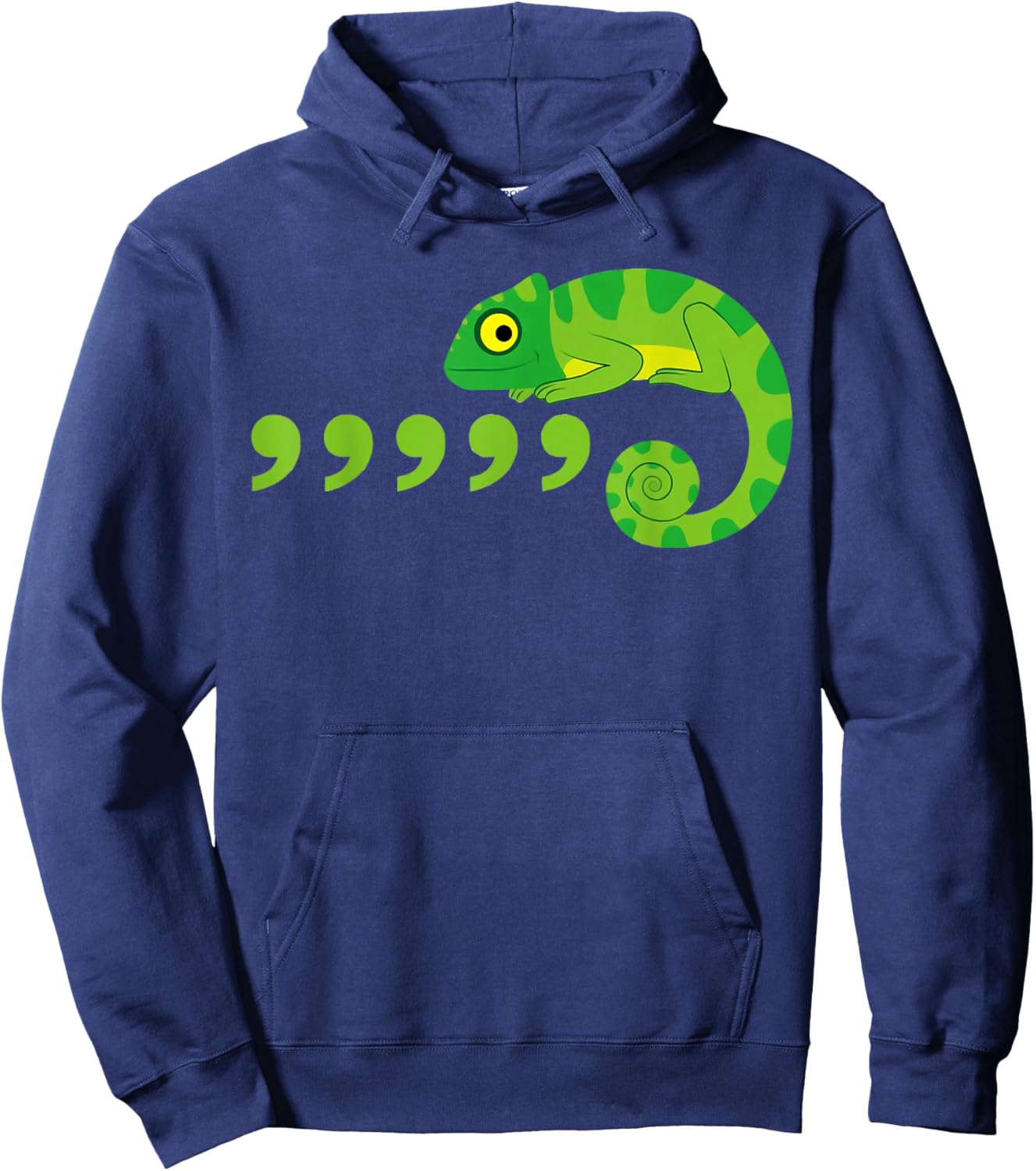 Comma Chameleon Funny 80's Throwback Hoodie - Hoodie | Navy