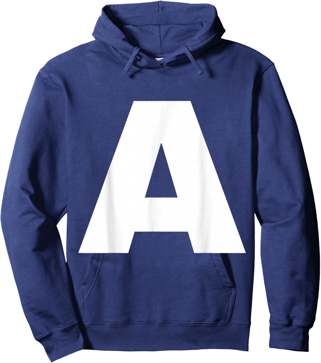 The Letter A Capital Plain White Bold Text Hoodie - Hoodie | Navy