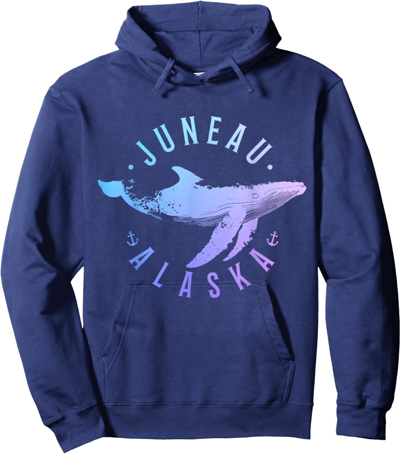Juneau Alaska Souvenir Whale Ocean Nautical Hoodie - Hoodie | Navy