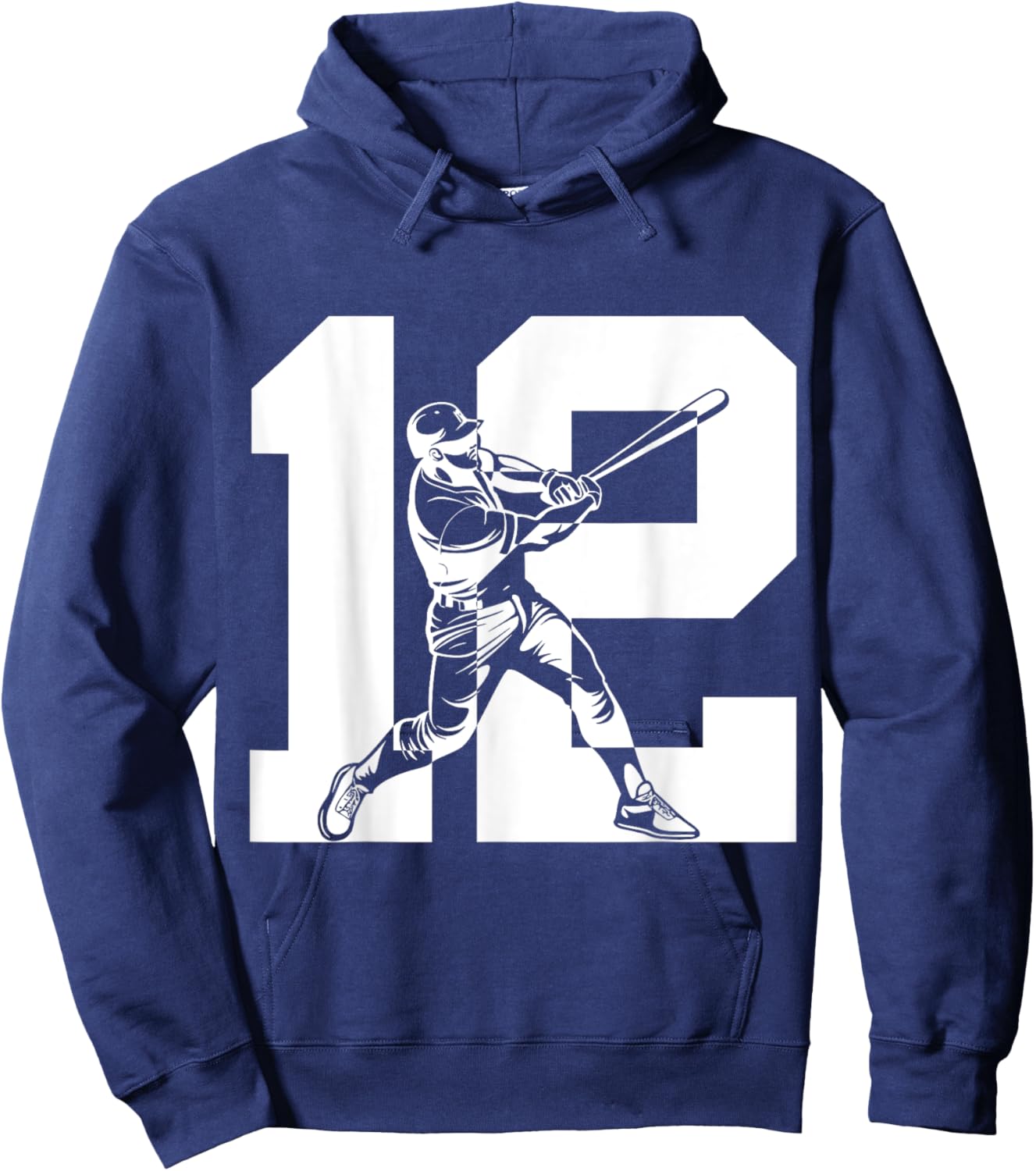 Number 12 Years Baseball 12th Birthday Hoodie - Hoodie | Navy