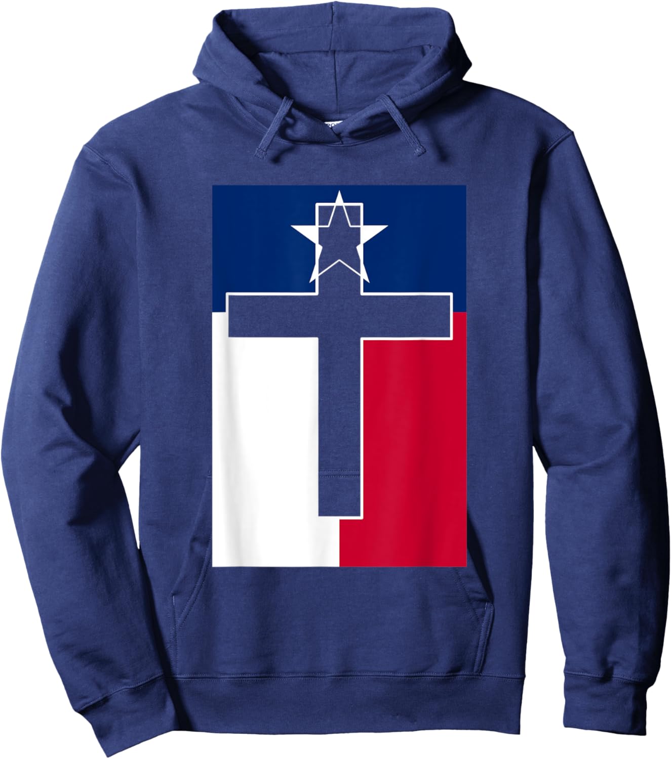 Texas Flag Cross Christian Faith Patriotic Hoodie - Hoodie | Navy