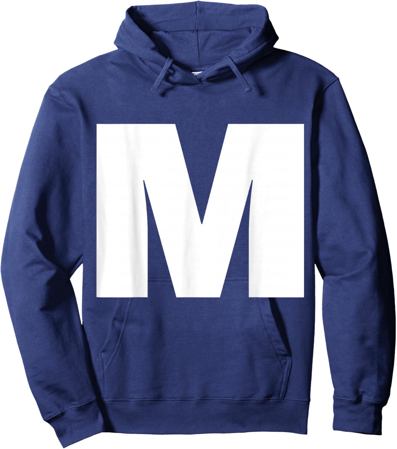 The Letter M Capital Plain White Bold Text Hoodie - Hoodie | Navy