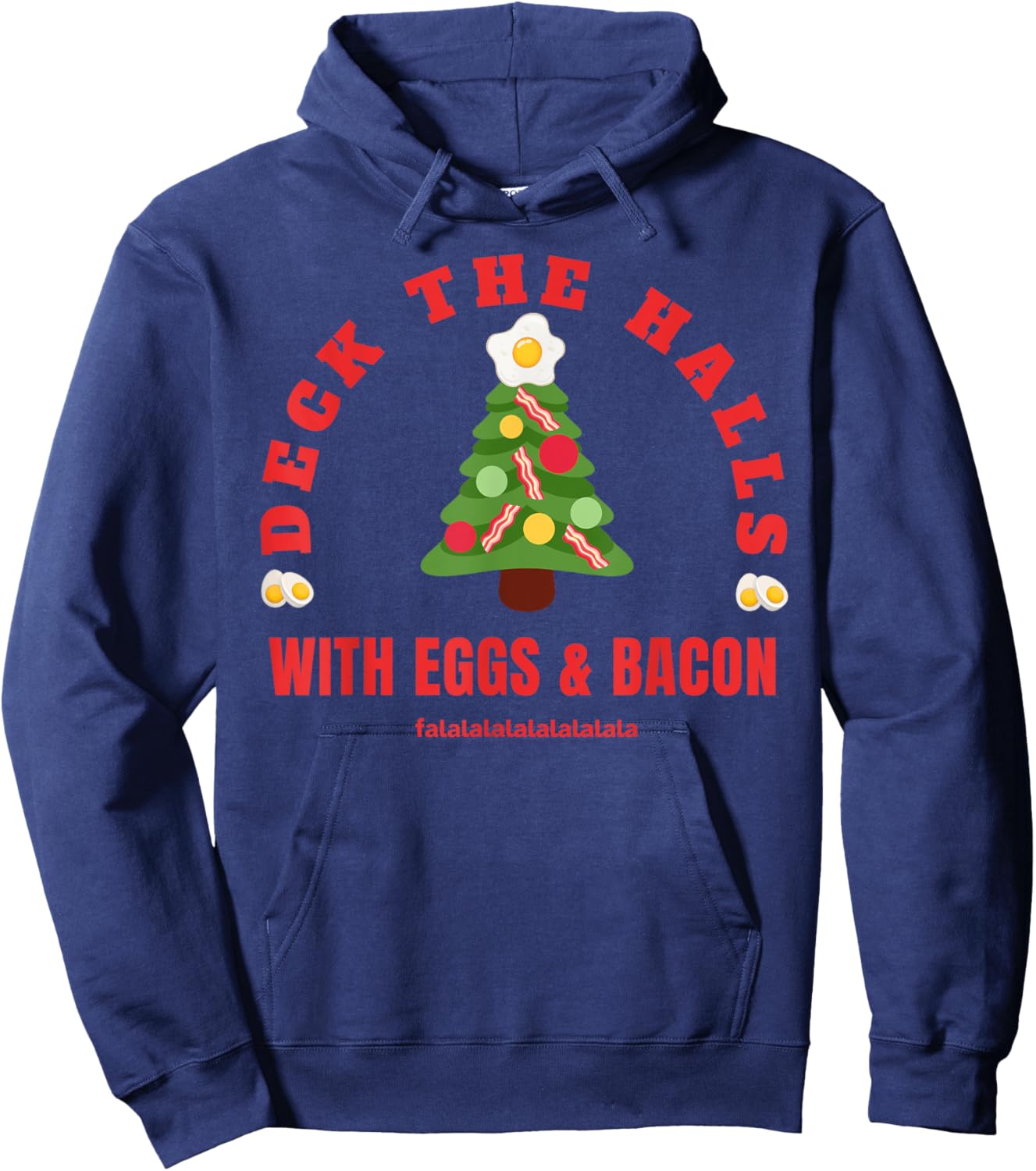 GoodVibesMarketPlace Keto Carnivore Christmas - Black, X-Small, -Adults, Short Sleeve, , Holiday Bacon and Eggs Pattern for Meat Lovers, Carnivore Diet Enthusiasts Hoodie - Hoodie | Navy