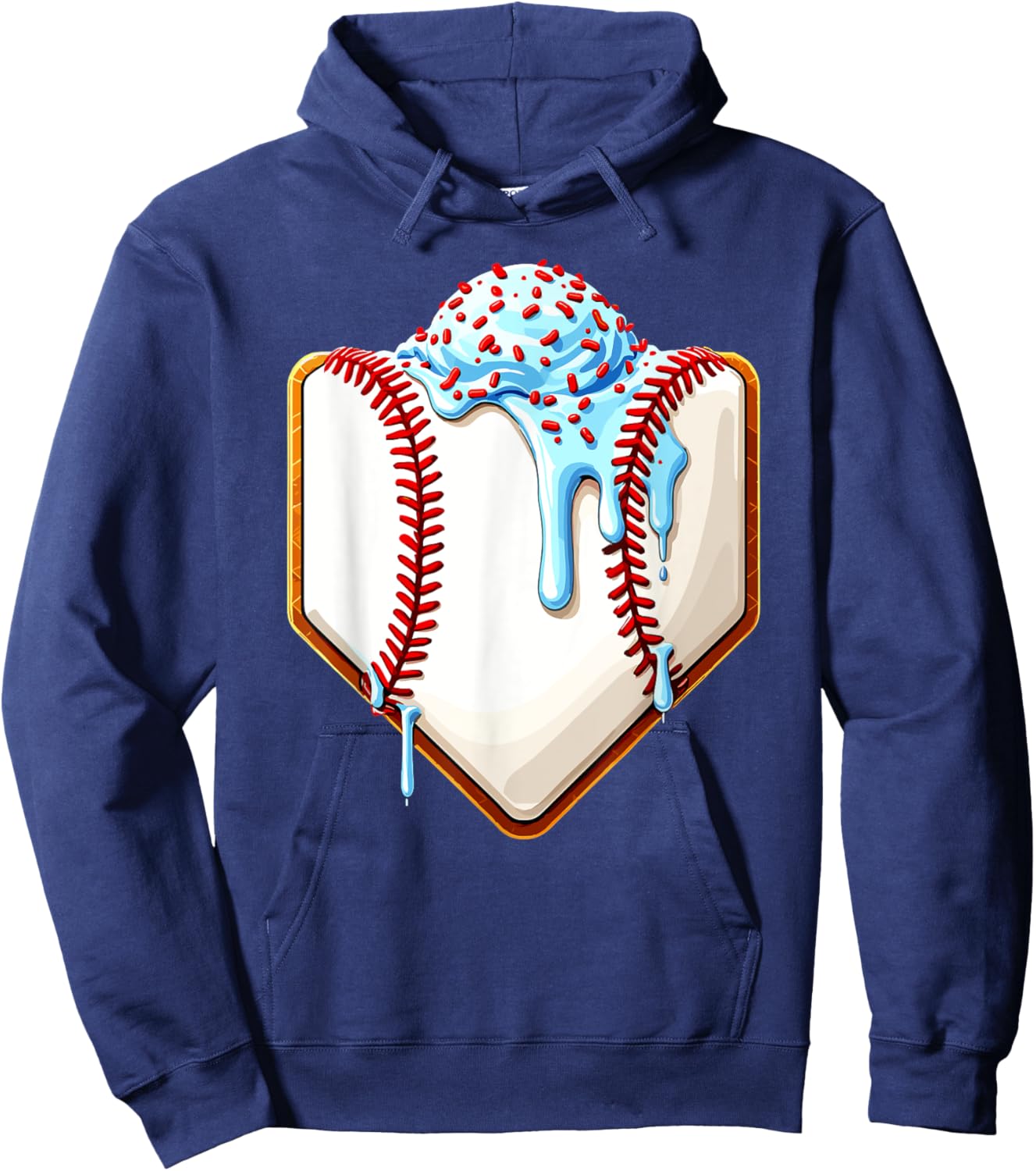Ice Cream Baseball Drip Home Plate Dripping Hoodie - Hoodie | Navy