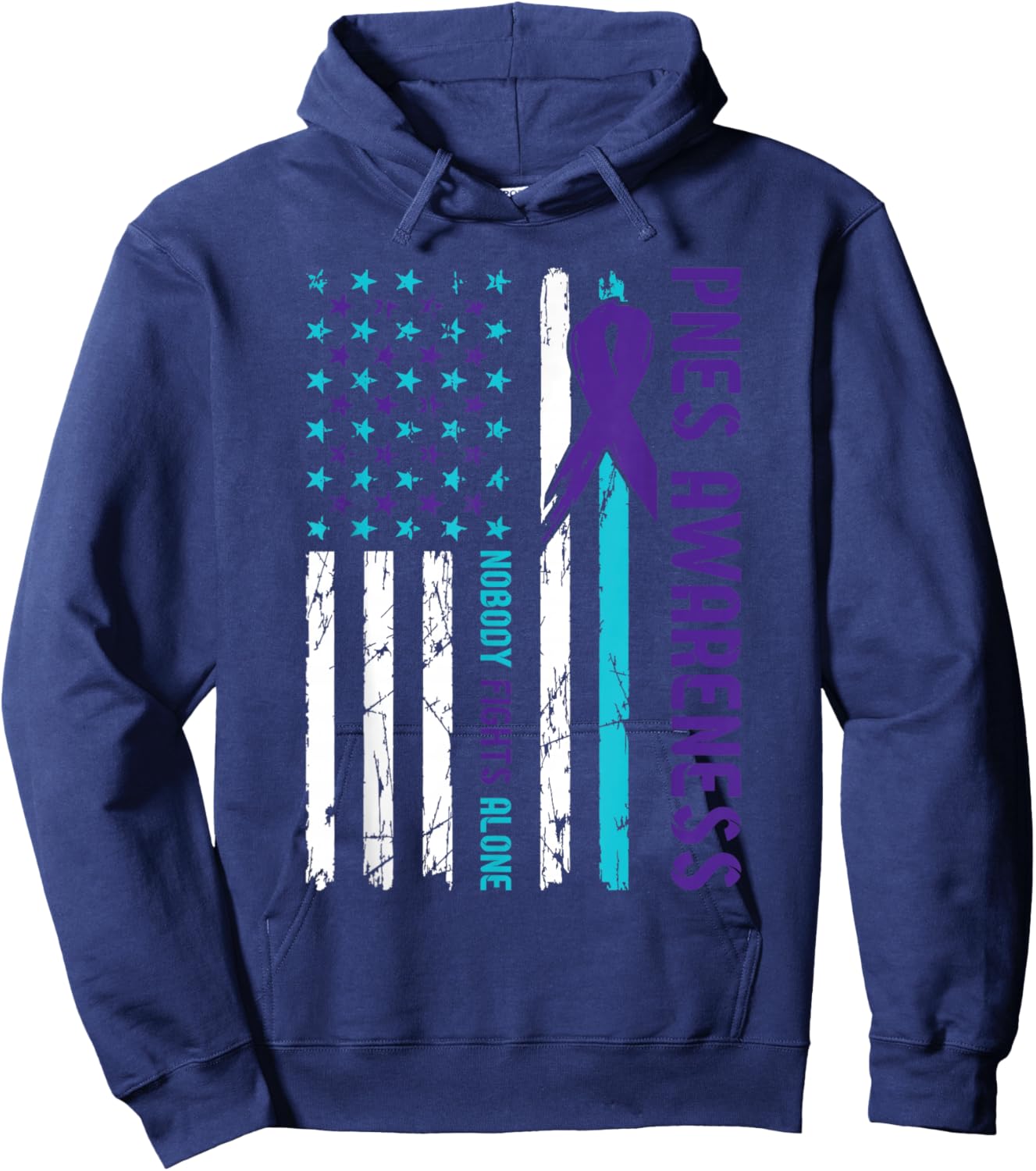 PNES Awareness Flag Nobody Fights Alone Hoodie - Hoodie | Navy