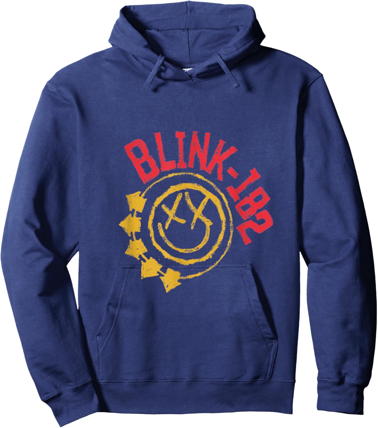 Official Blink-182 Yellow Smiley Logo Hoodie - Hoodie | Navy