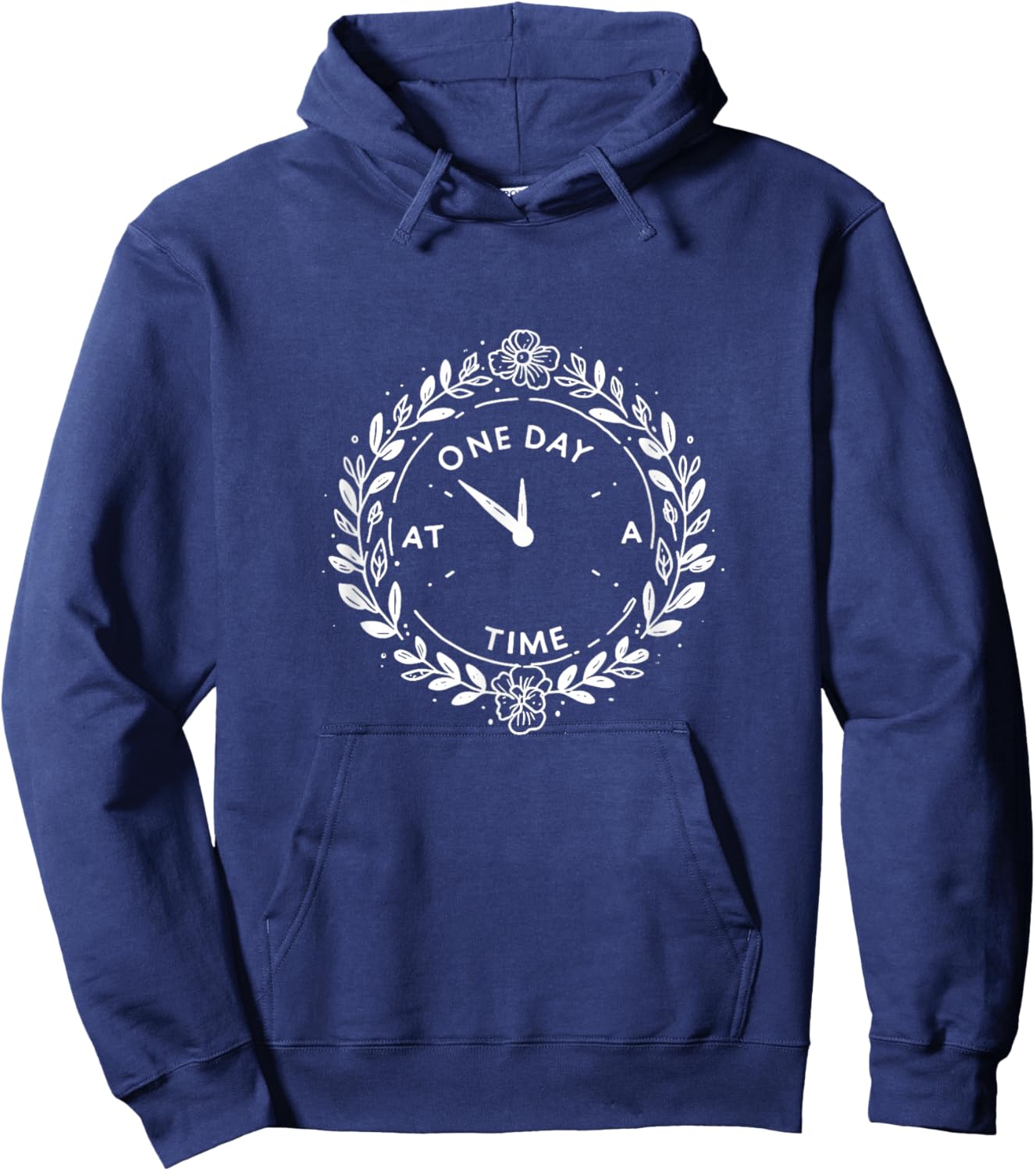 Horloge avec Citation « One Day At A Time » Hoodie - Hoodie | Navy