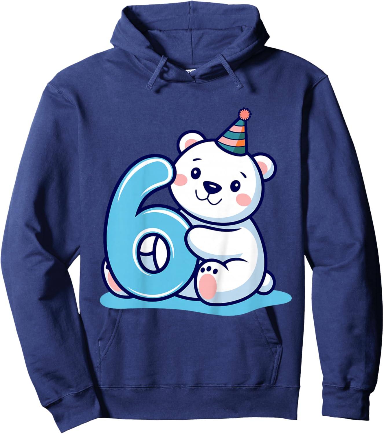 Kids 6th Birthday Polar Bear Kids Hoodie - Hoodie | Navy