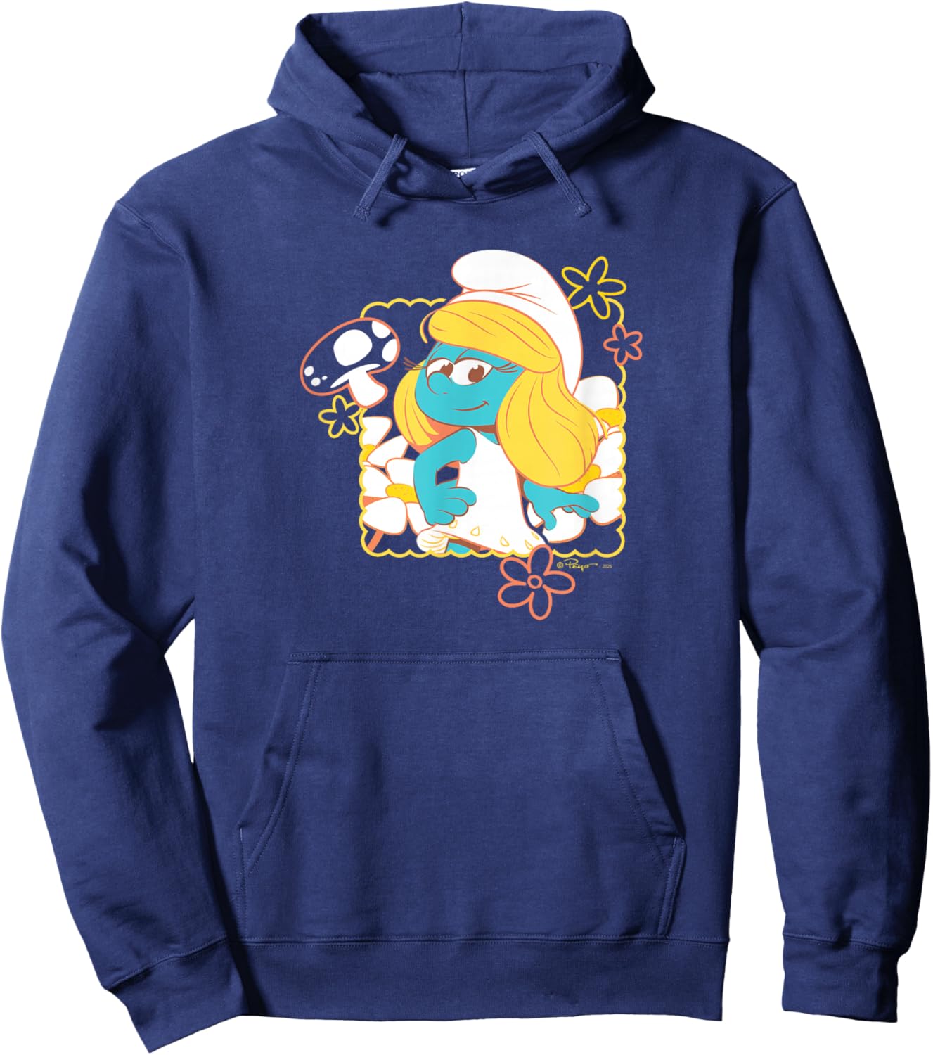 The Smurfs Movie Smurfette Poses with Flowers Hoodie - Hoodie | Navy