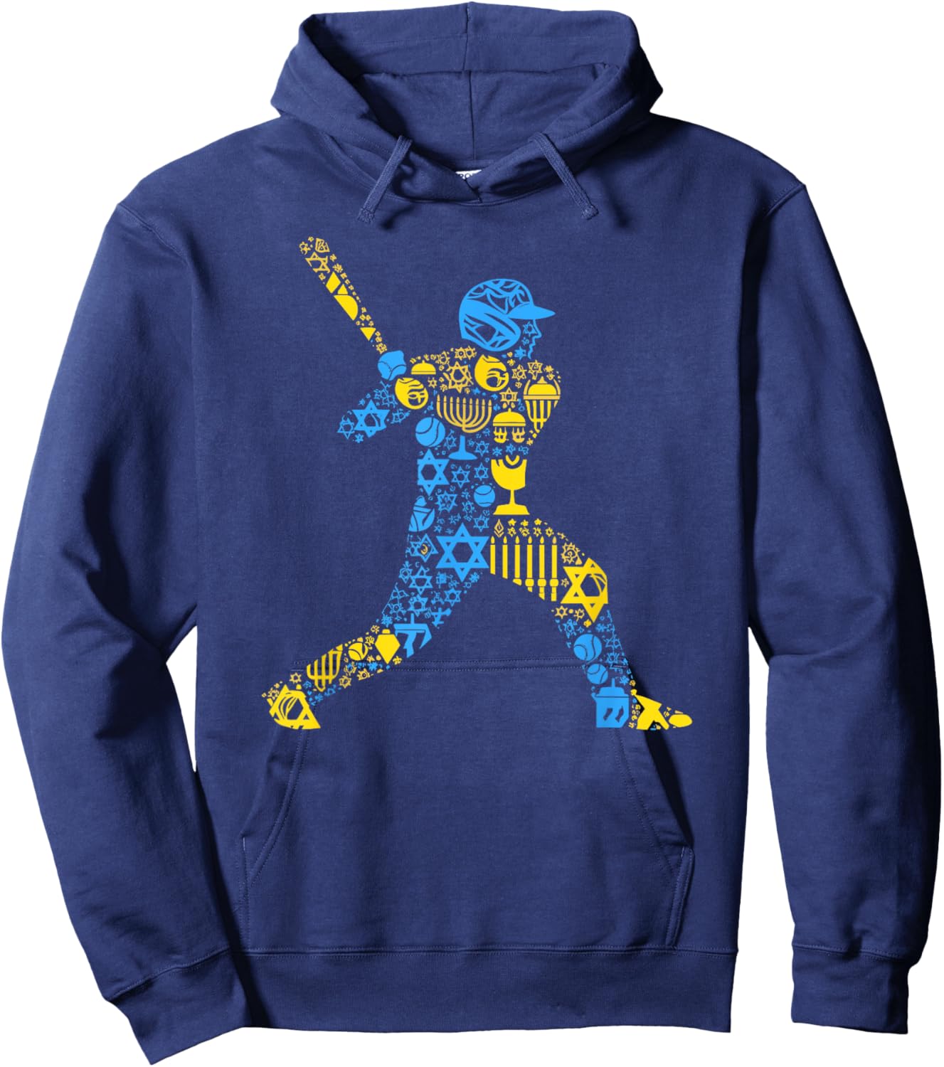 Baseball Menorah Dreidel Jewish Hanukkah Kids Hoodie - Hoodie | Navy