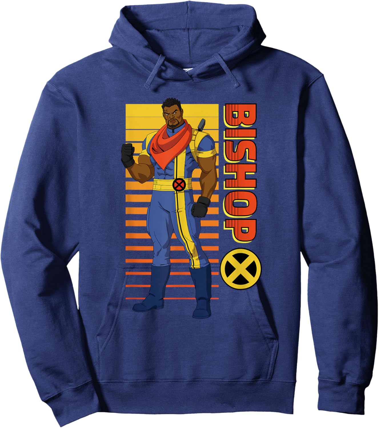 Marvel X-Men '97 Bishop Lucas Striped Retro Hoodie - Hoodie | Navy