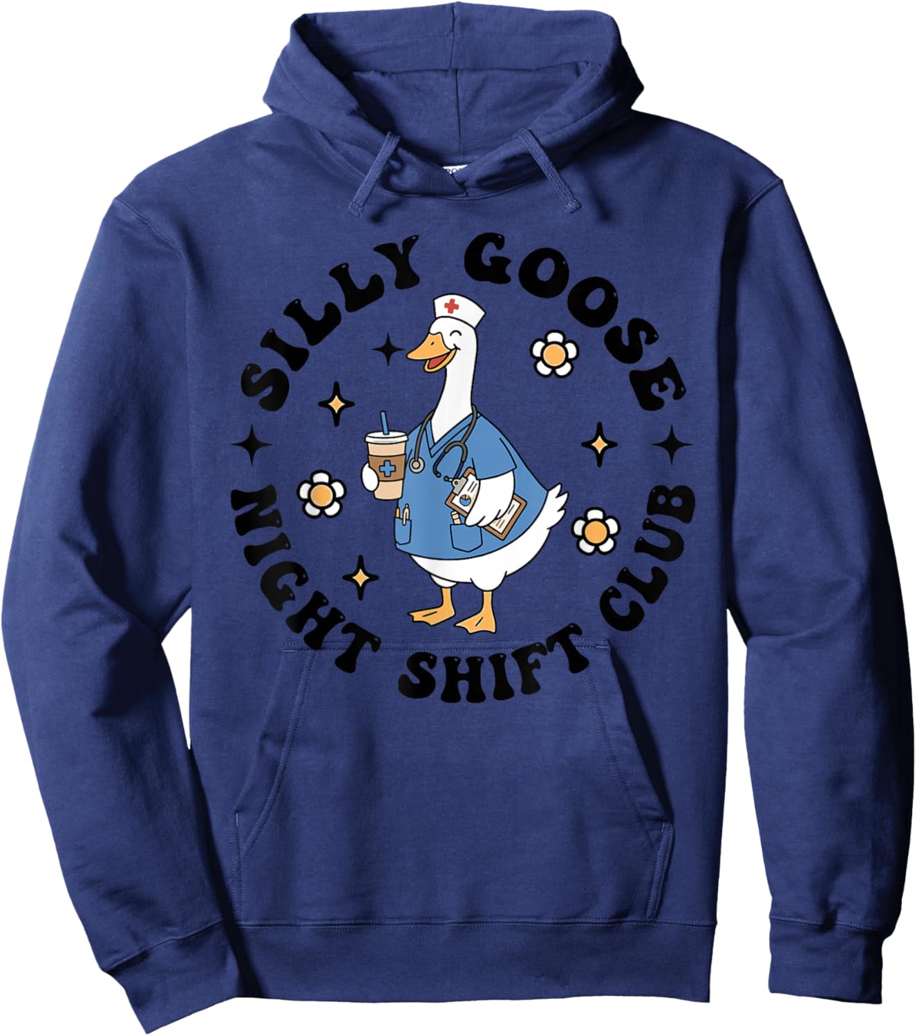 Funny Nurse Silly Goose Night Shift Club Hoodie - Hoodie | Navy