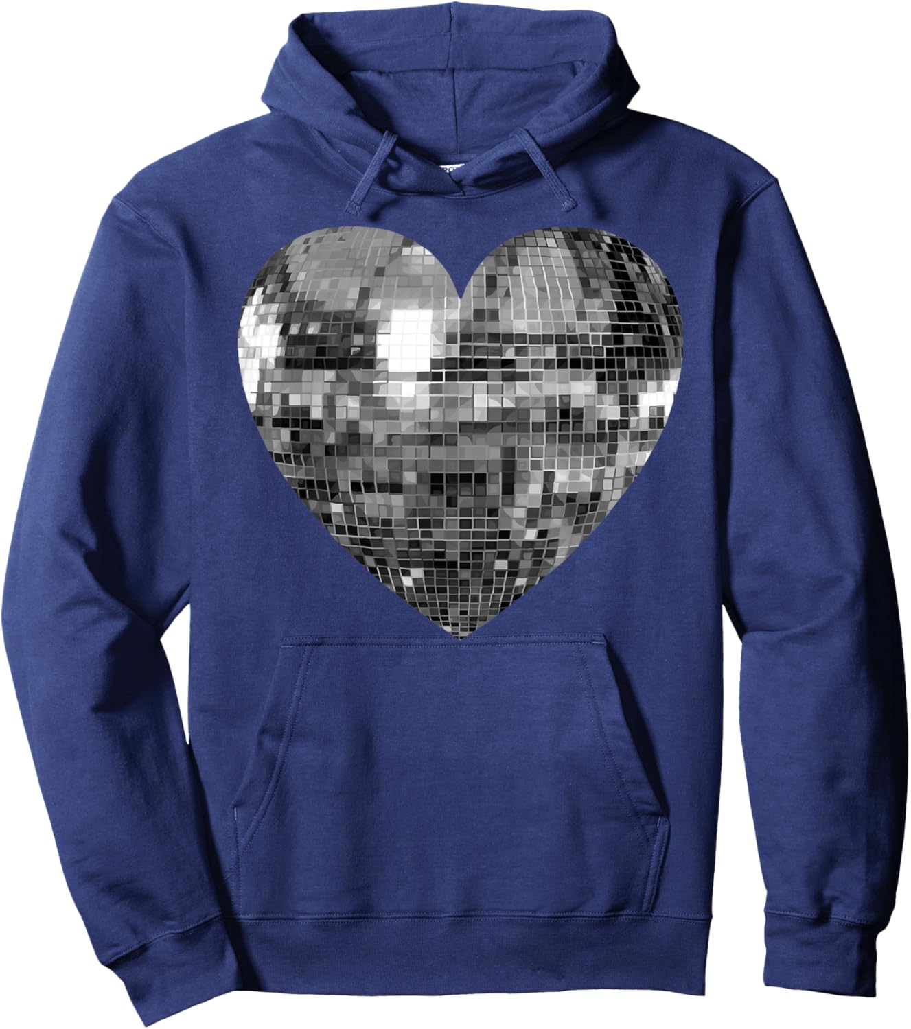 Silver Disco Ball Heart Hoodie - Hoodie | Navy