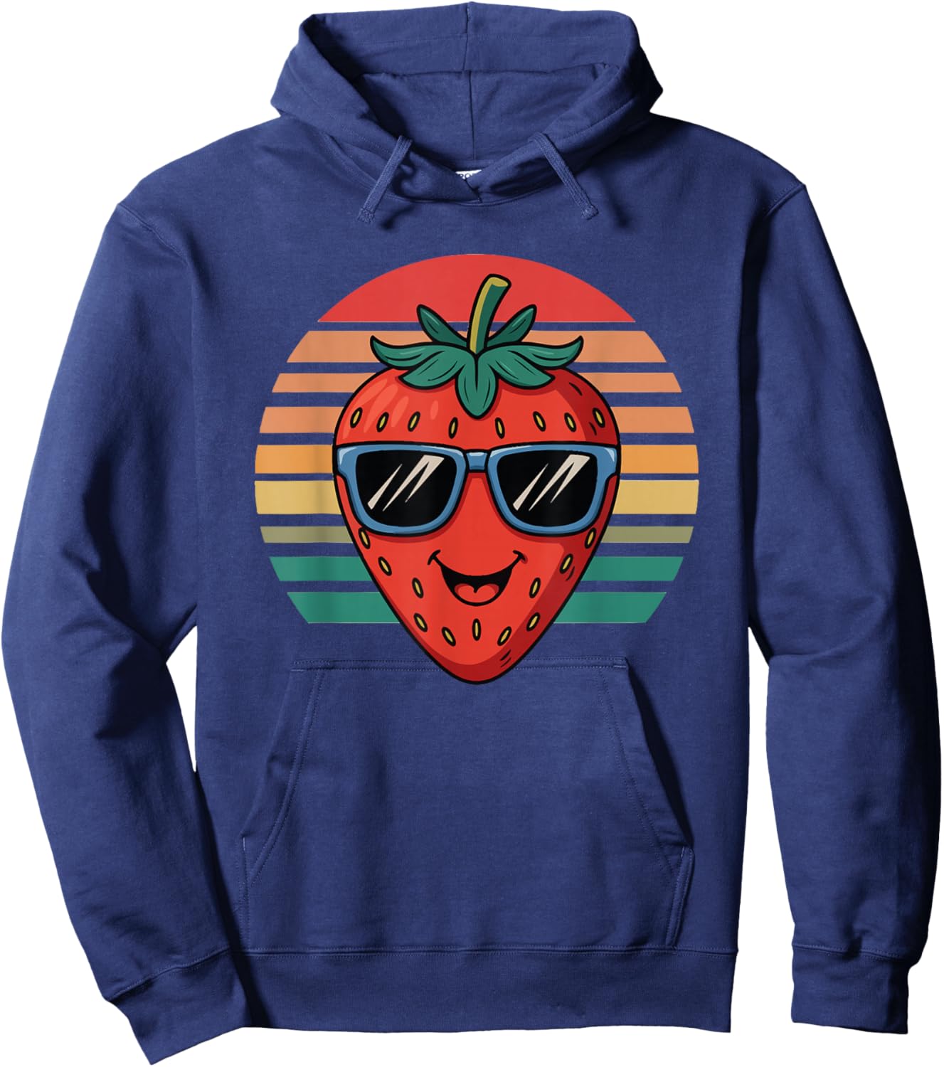 Retro Strawberry Novelty Fun Women Kids Hoodie - Hoodie | Navy