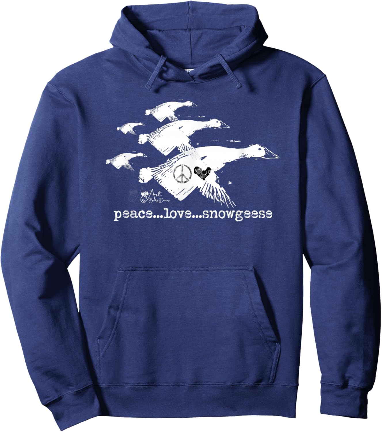 Peace Love Snowgeese Silhouette Design Hoodie - Hoodie | Navy
