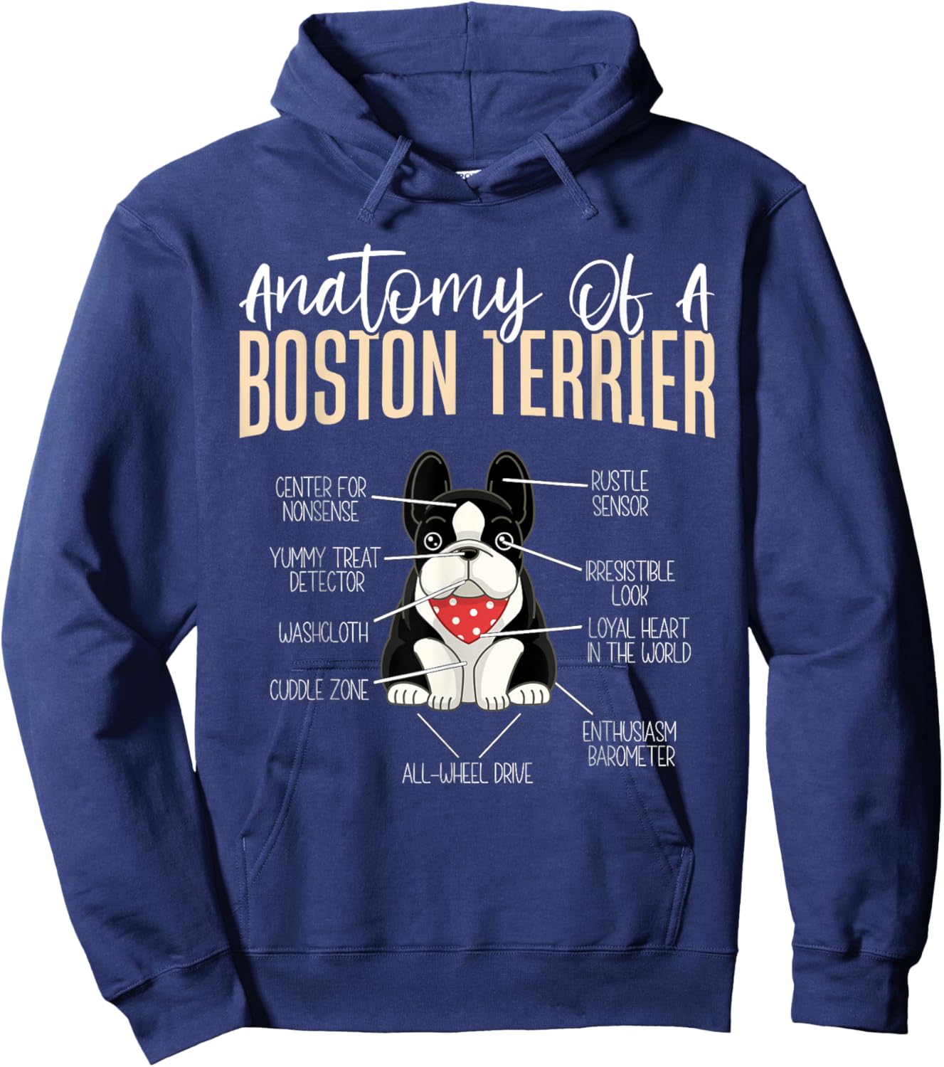 Anatomy Of A Boston Terrier Hoodie - Hoodie | Navy
