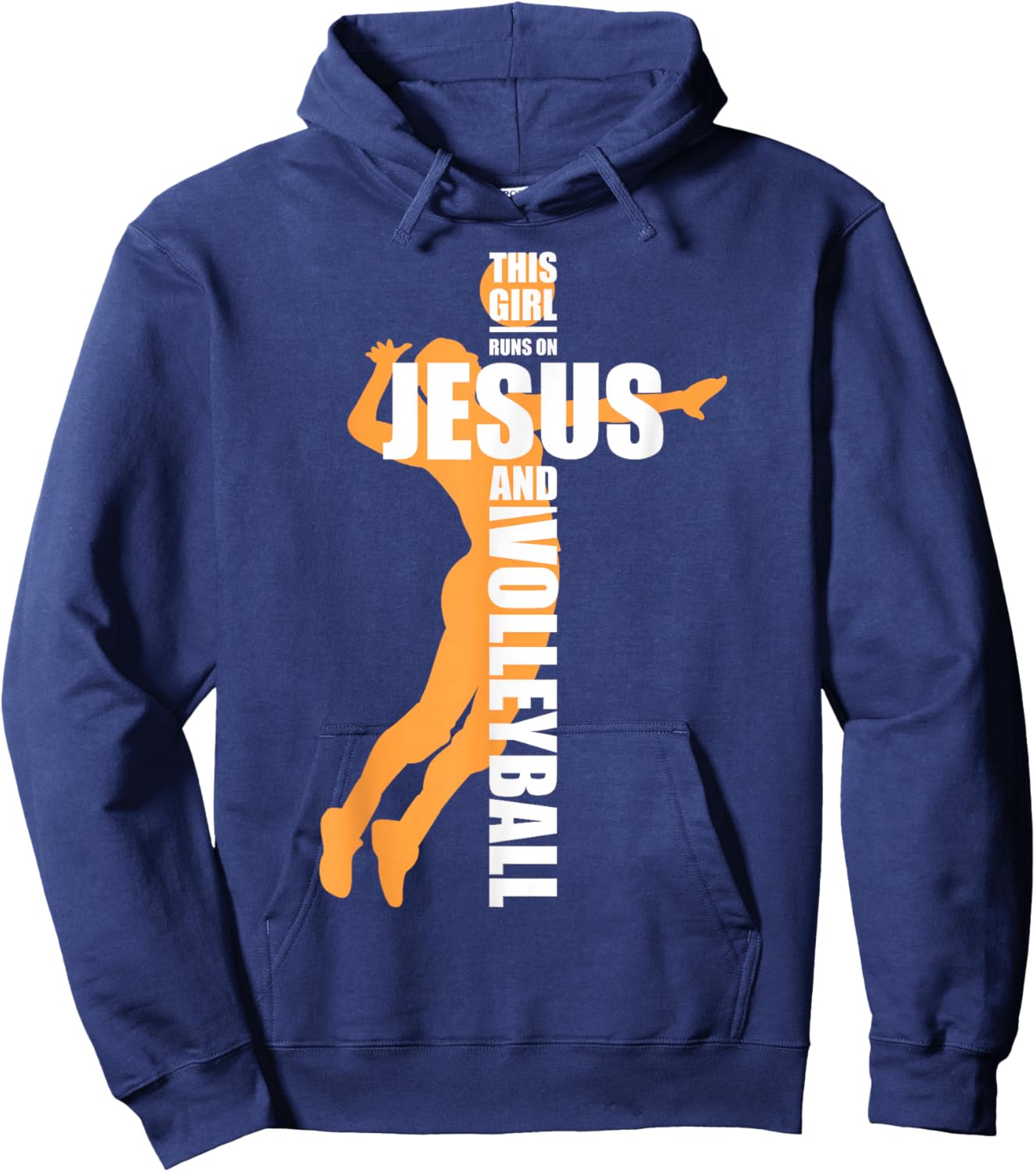 This Girl Runs On Jesus and Volleyball Hoodie - Hoodie | Navy