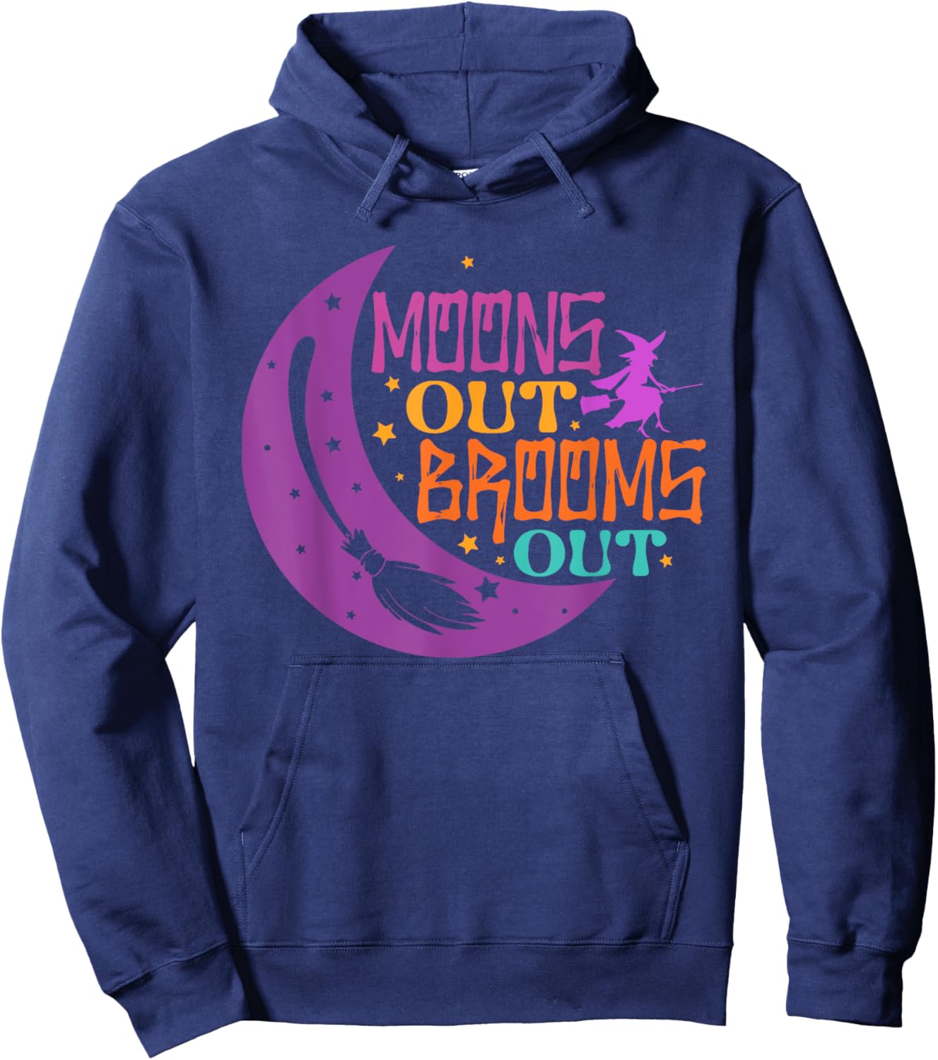 Moons Out Brooms Out Halloween Hoodie - Hoodie | Navy