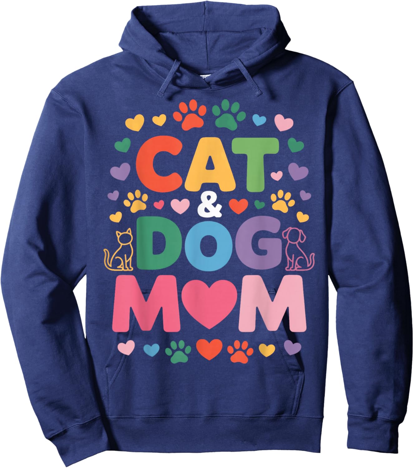 Cats and Dog Mom for Animal Lovers Hoodie - Hoodie | Navy