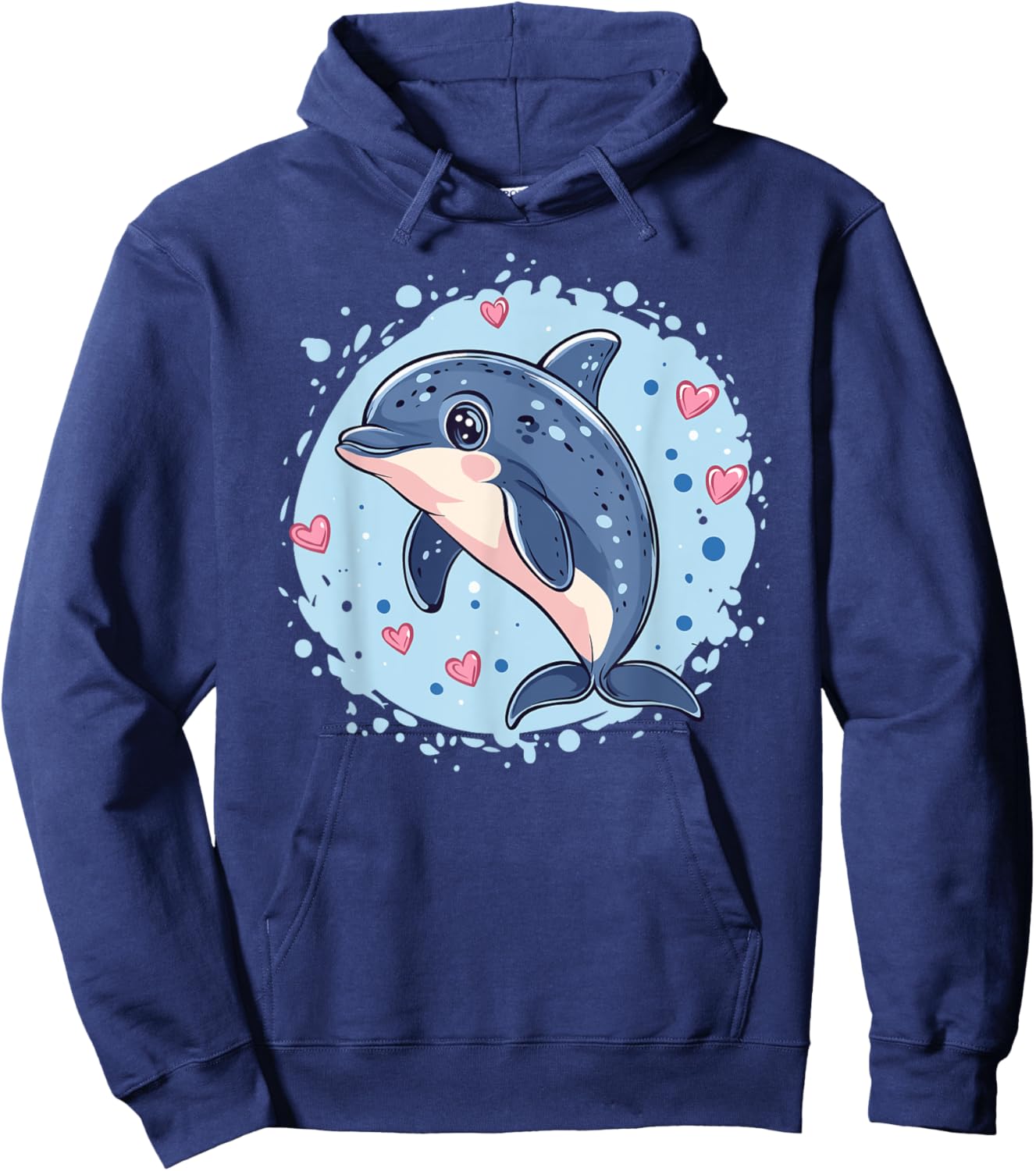 Joli dauphin entouré de cœurs Hoodie - Hoodie | Navy