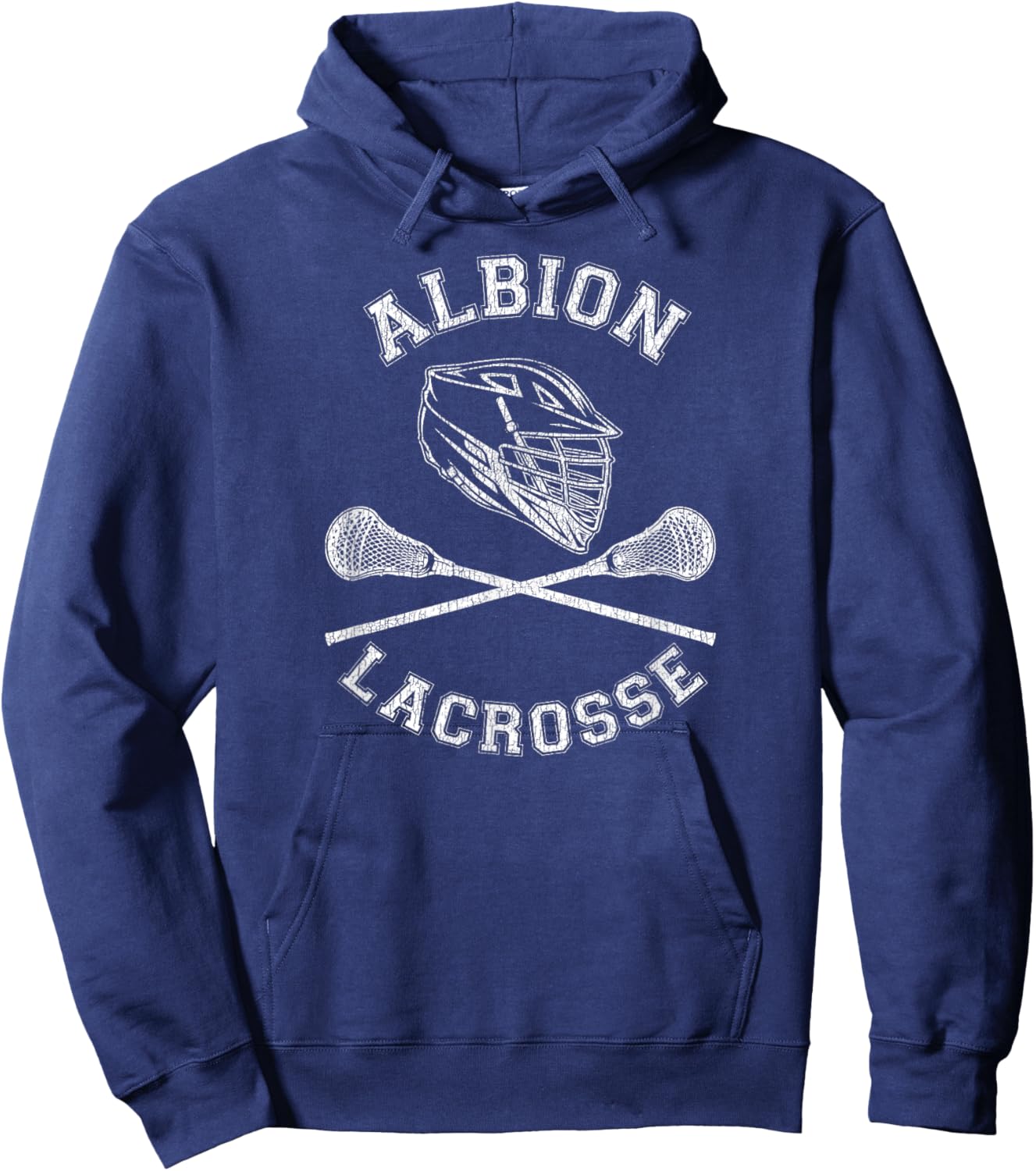 Albion Lacrosse Vintage Distressed Retro Lax Hoodie - Hoodie | Navy