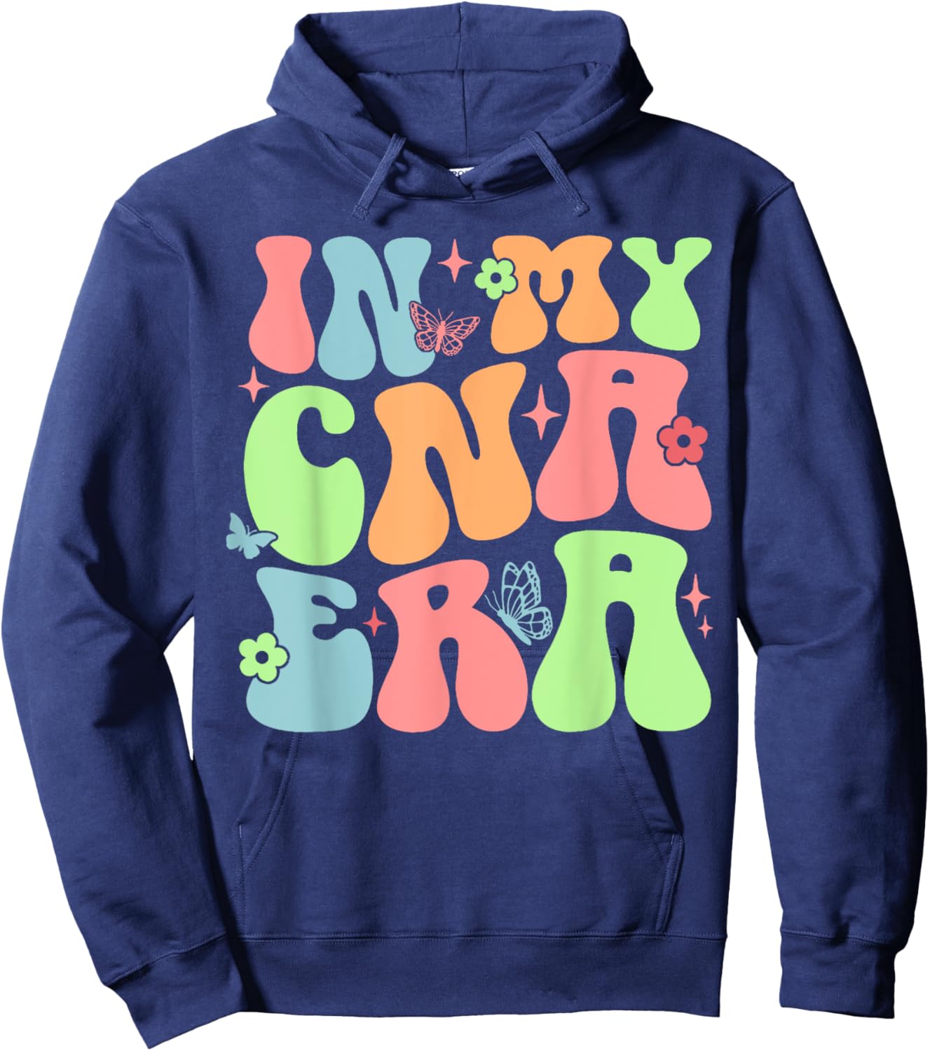 In My CNA Era Funny Groovy CNA Nurse Life Hoodie - Hoodie | Navy