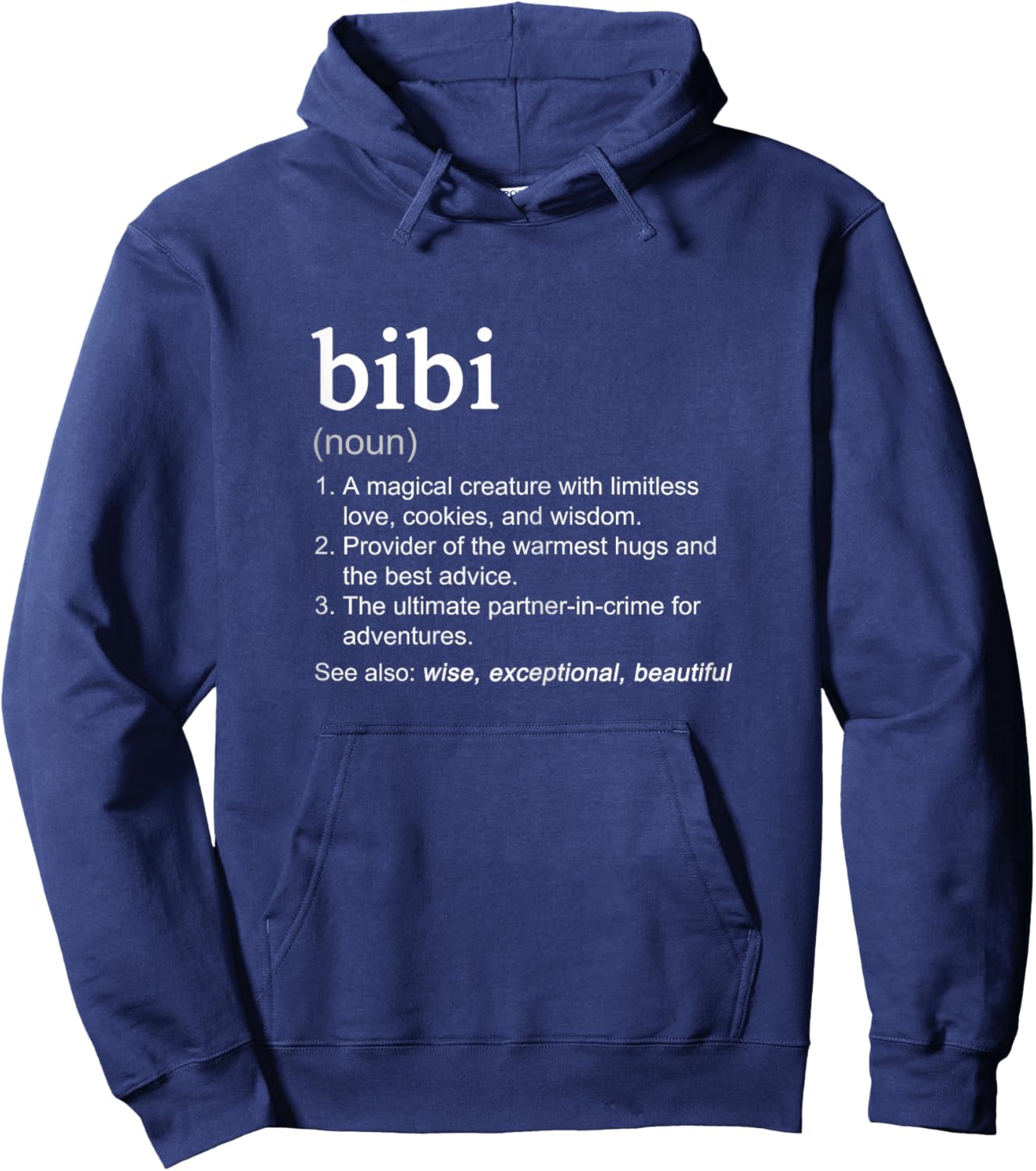 Bibi Definition Funny Mother's Day Noun Hoodie - Hoodie | Navy
