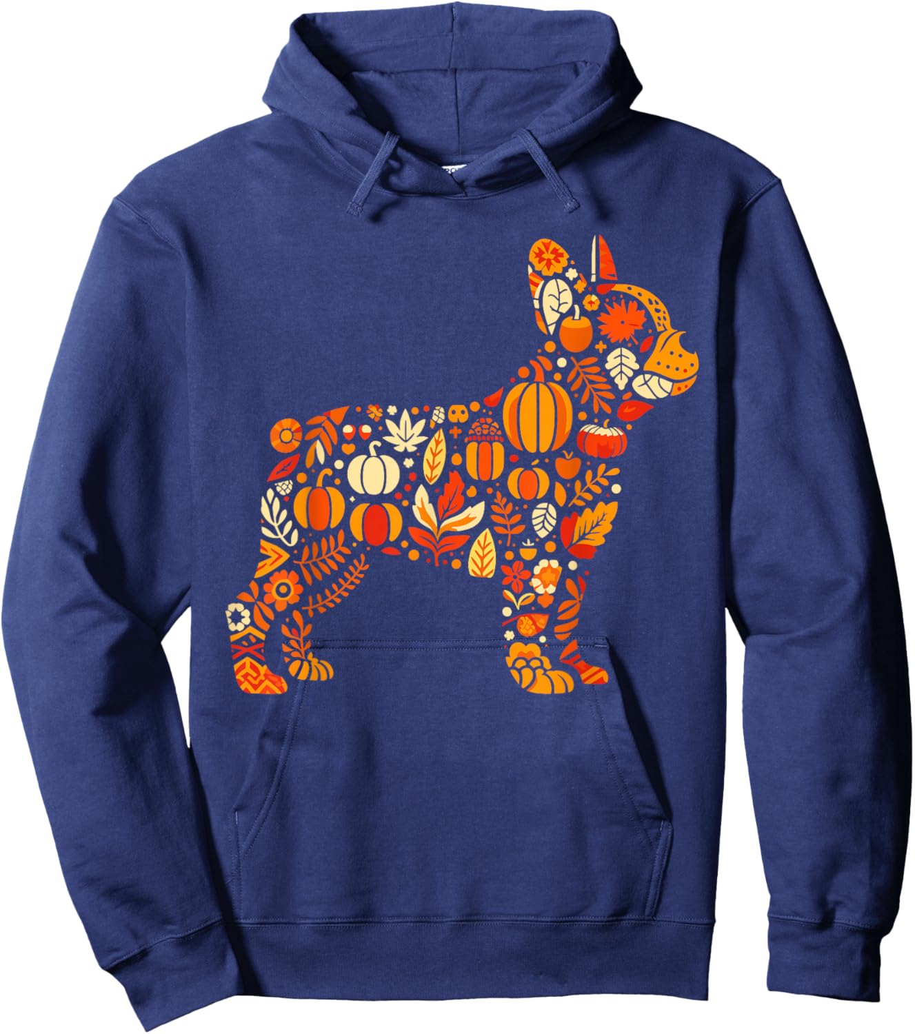 Autumn Pumpkin French Bulldog Thanksgiving Kids Hoodie - Hoodie | Navy