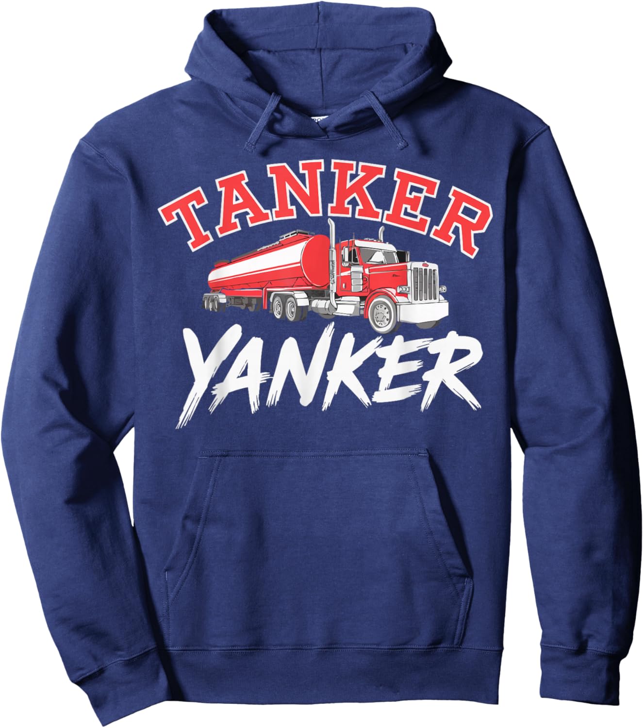 Tanker Yanker Bold Red Truck Illustration Hoodie - Hoodie | Navy