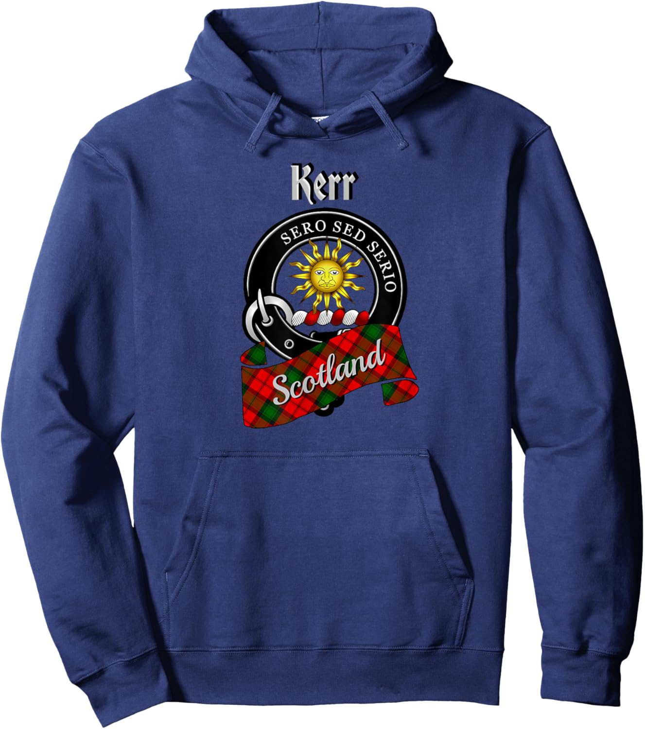 Kerr Scottish Clan Badge & Tartan Hoodie - Hoodie | Navy