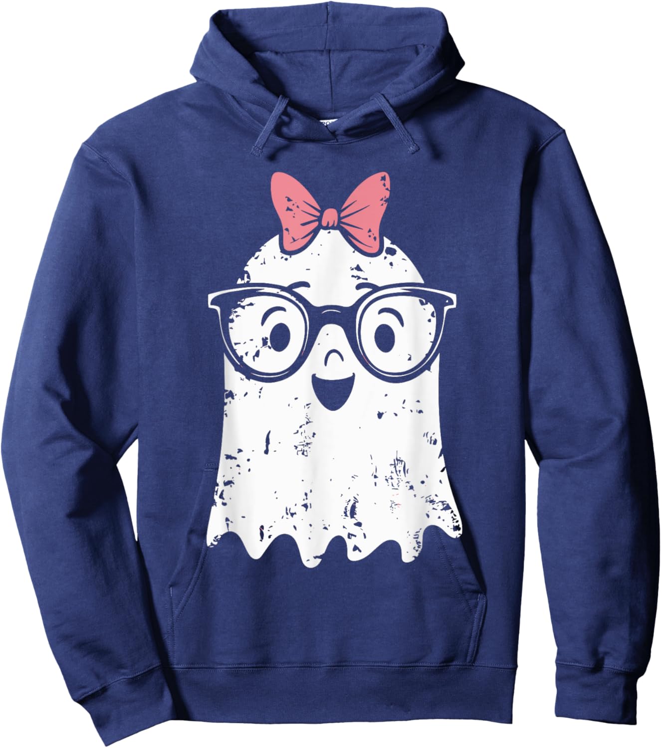 Ghost Eyeglass Girl Halloween Girly Ghost Hoodie - Hoodie | Navy
