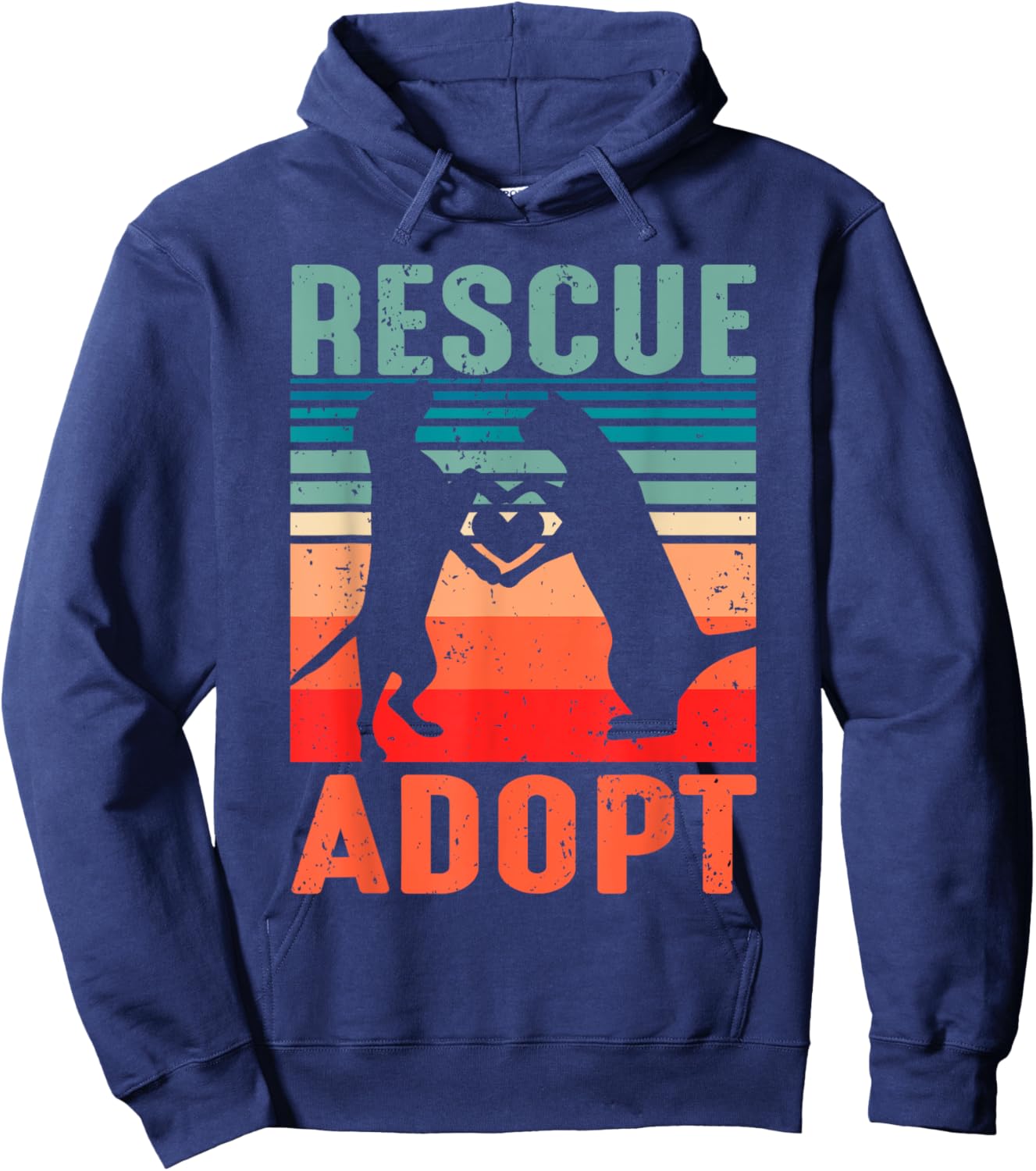 Rescue Adopt Animal Vintage Dog Cat Lover Men Hoodie - Hoodie | Navy