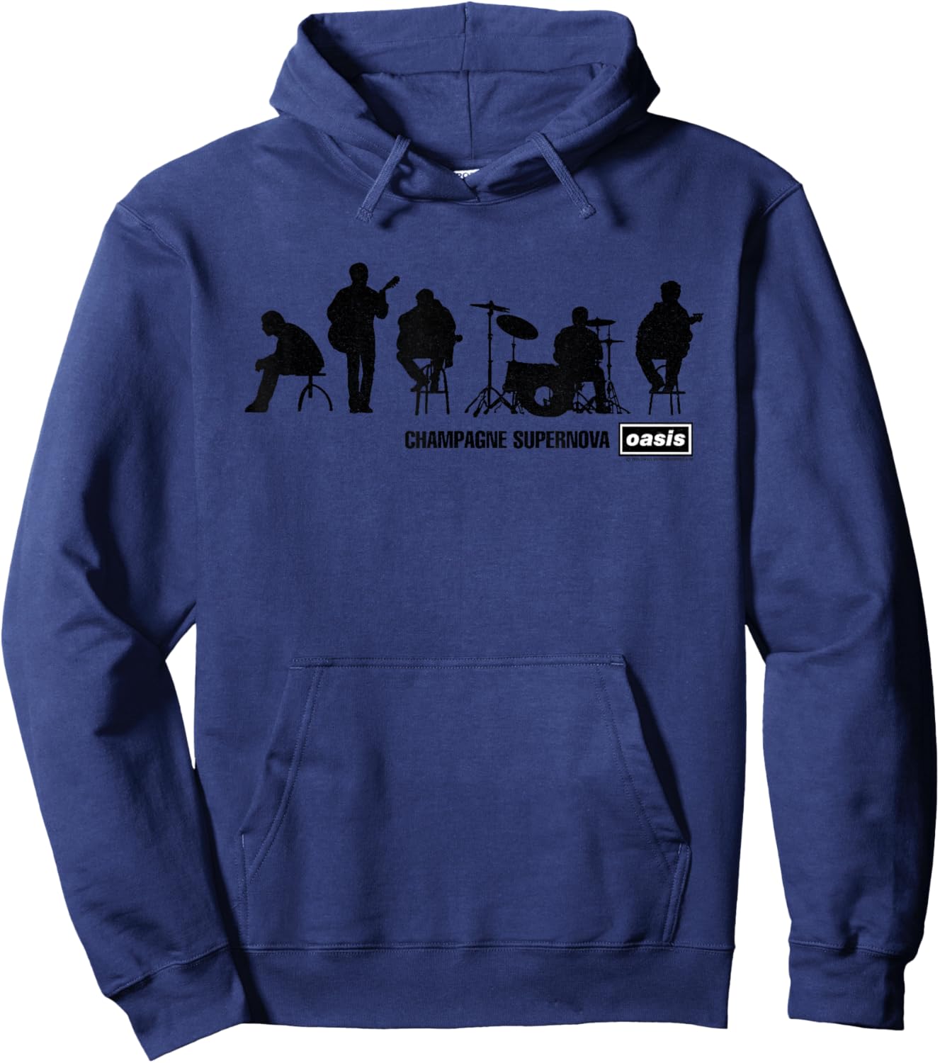 Oasis Band Silhouette on Blue Hoodie - Hoodie | Navy