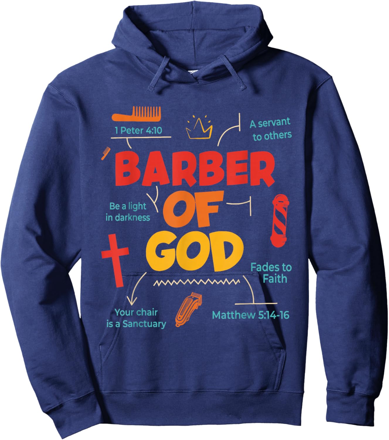 Barber of God Christian Barber Inspiration Hoodie - Hoodie | Navy