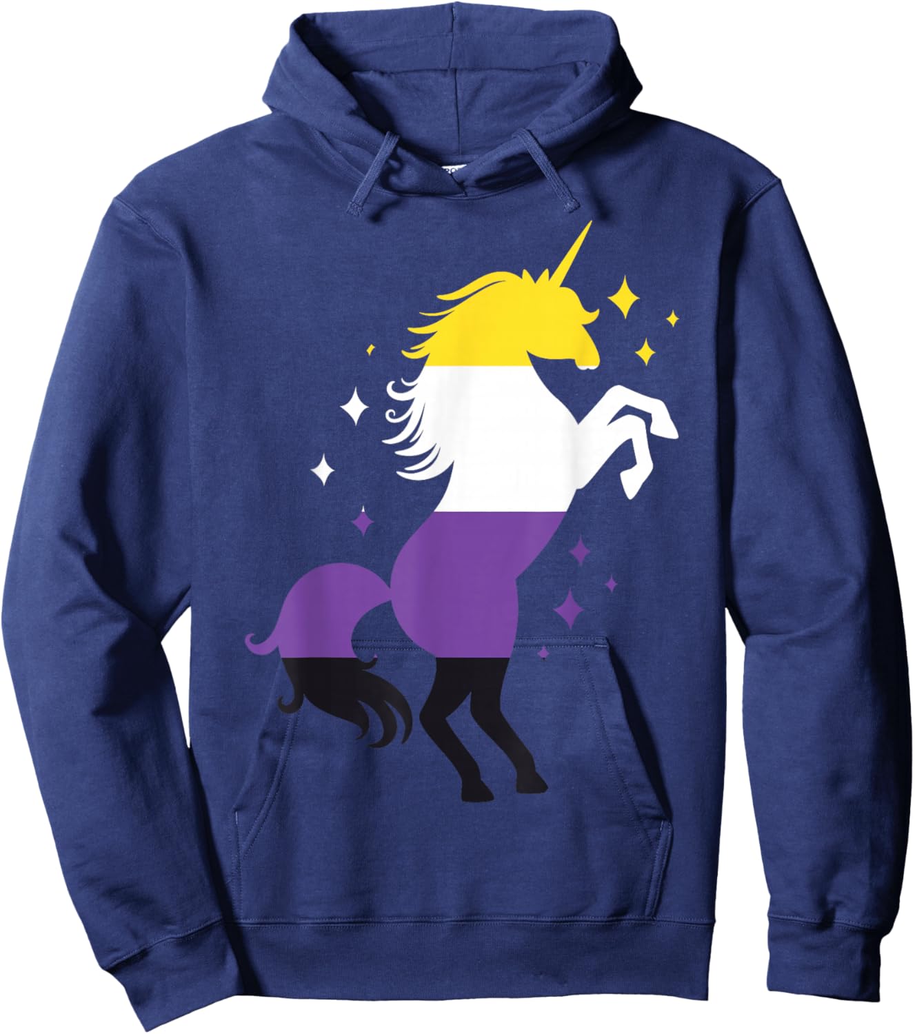 Drapeau Licorne Non Binaire Hoodie - Hoodie | Navy