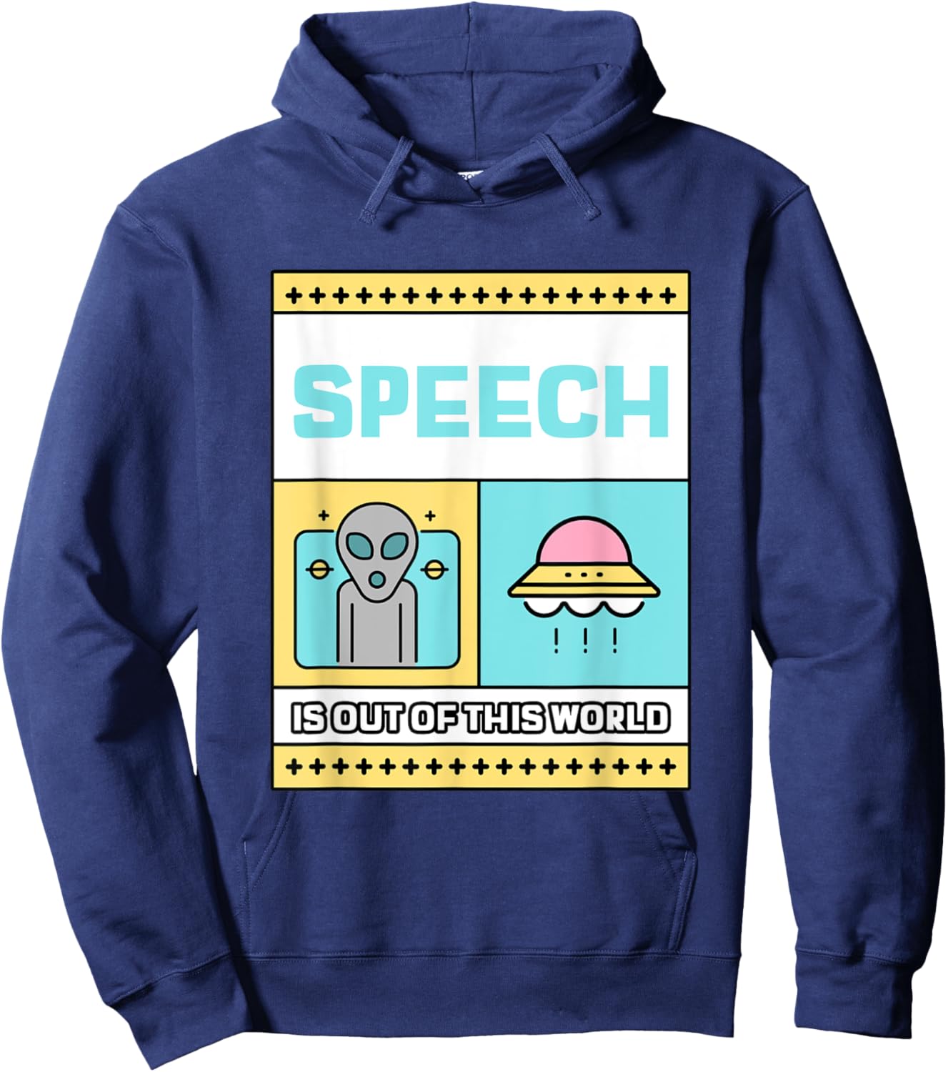 Speech therapy is out of this world UFO Alien Hoodie - Hoodie | Navy