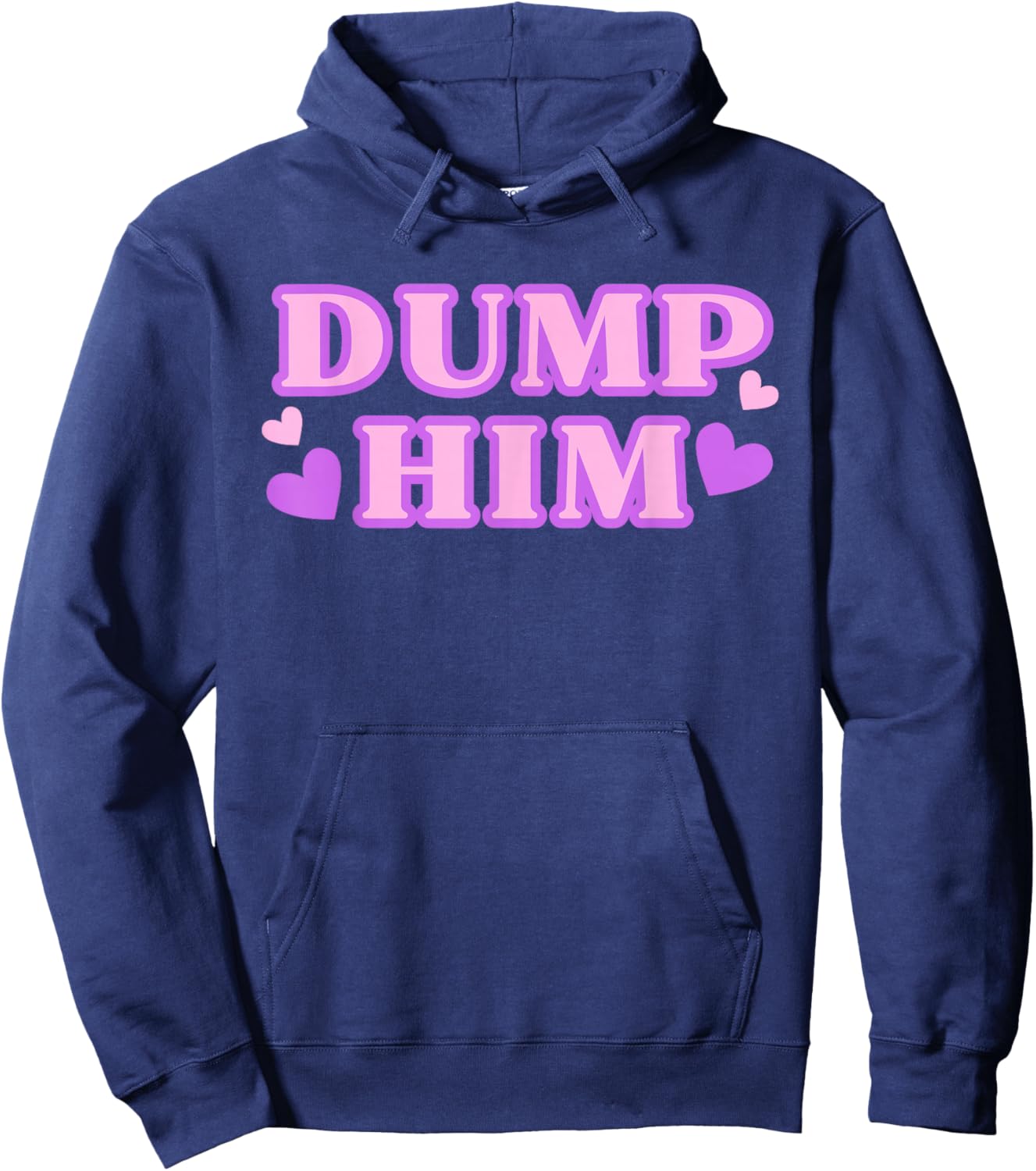 Dump Him Bestie Pink and Purple Hearts Hoodie - Hoodie | Navy