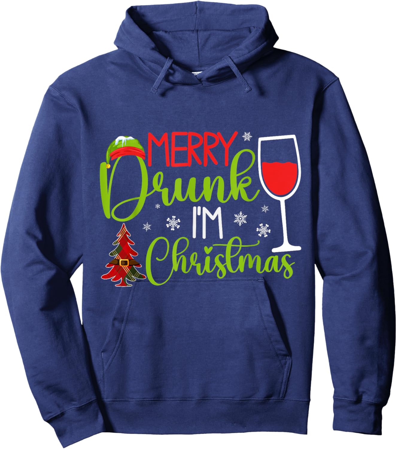 Merry Drunk I'm Christmas Hoodie - Hoodie | Navy