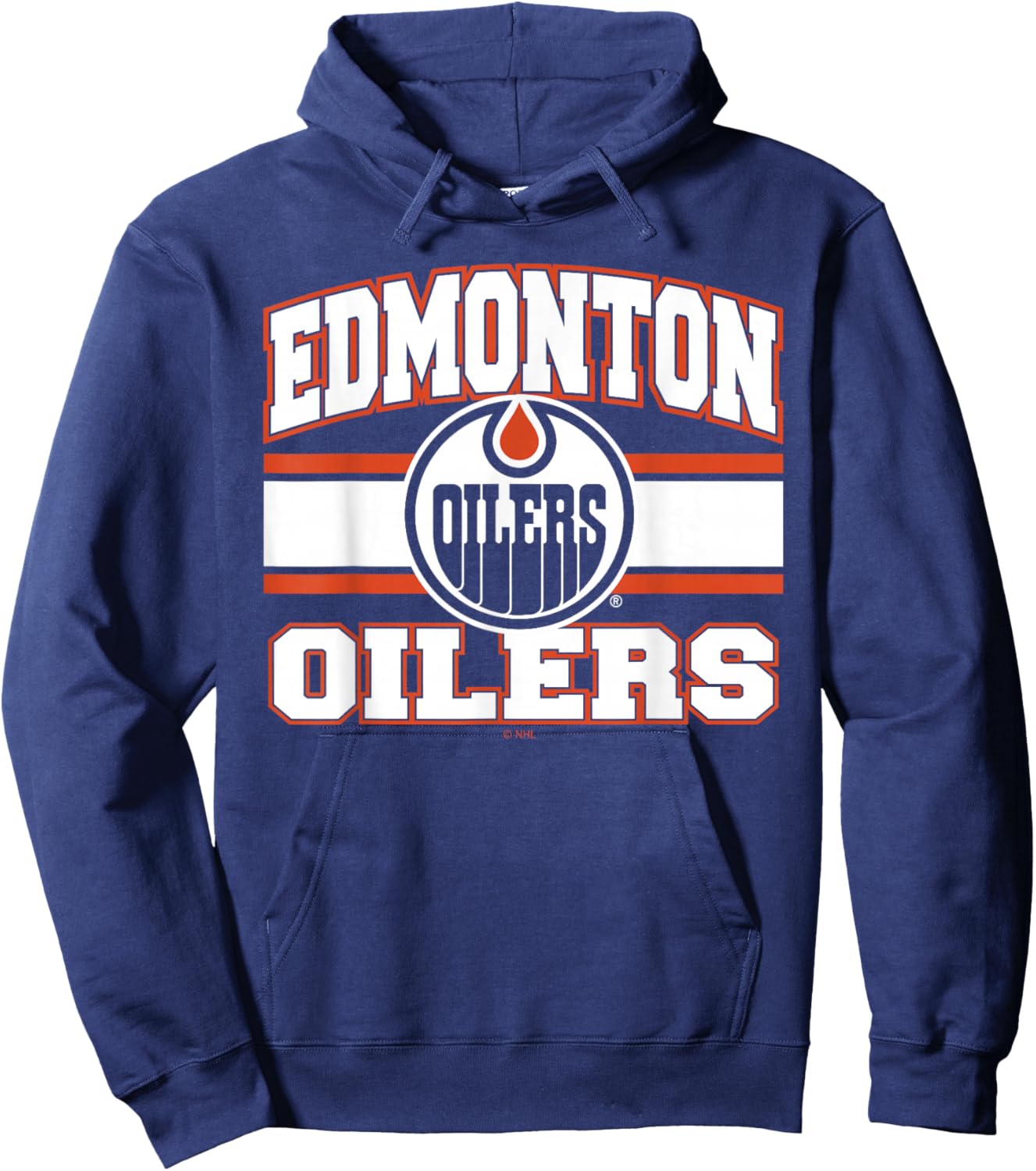 Edmonton Oilers Stripe Blue Officially Licensed Hoodie - Hoodie | Navy