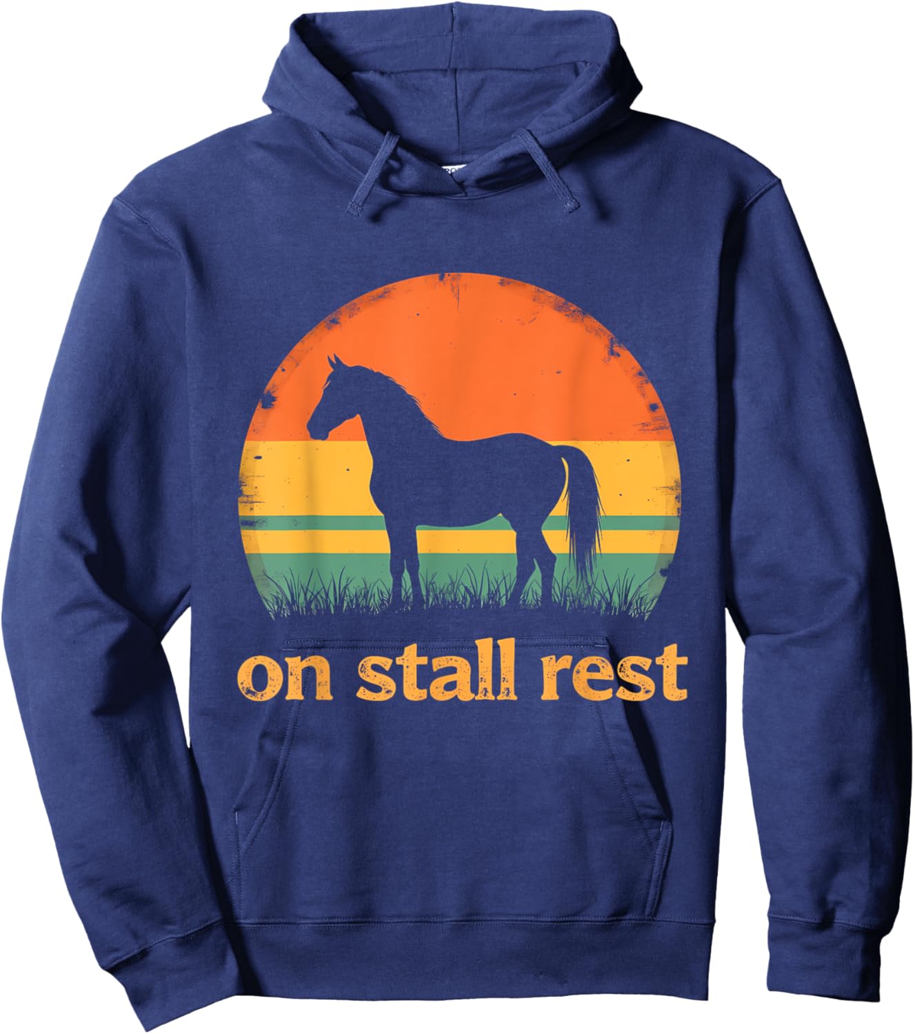 On Stall Rest horse Vintage Sunset Hoodie - Hoodie | Navy