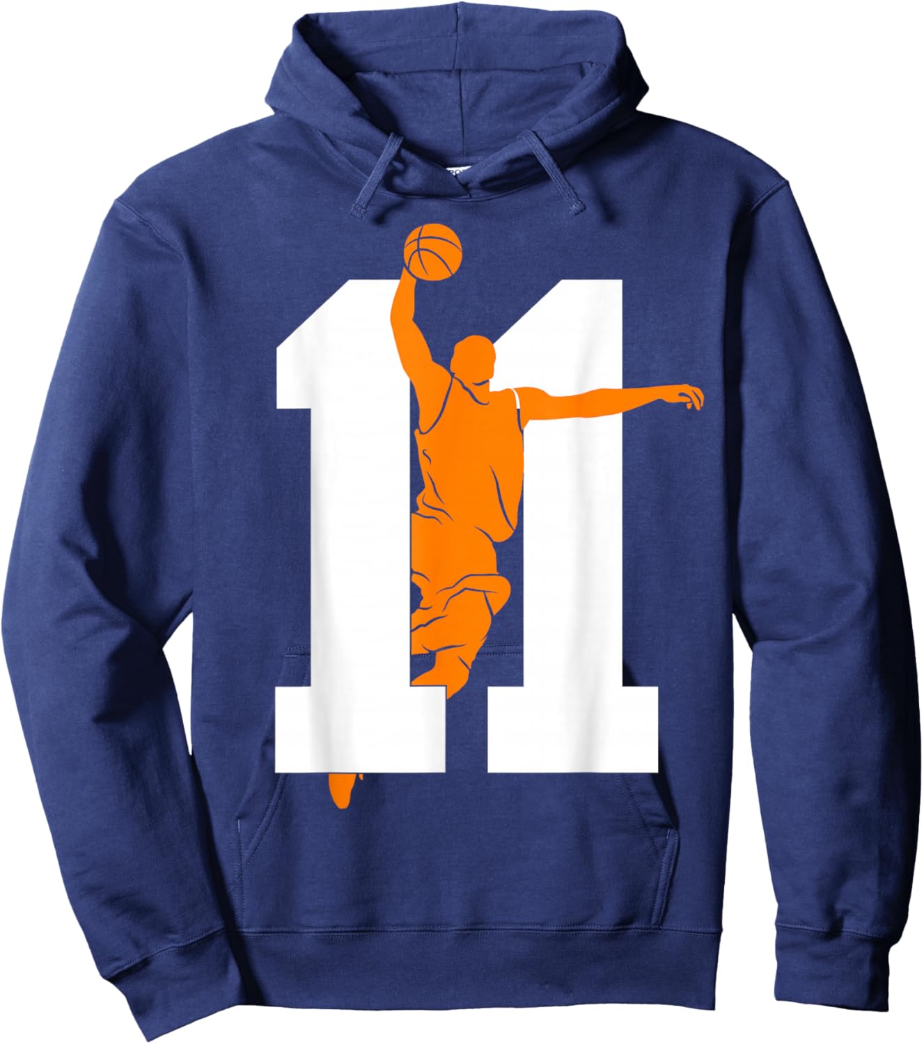 Number 11 Years Basketball 11th Birthday Hoodie - Hoodie | Navy
