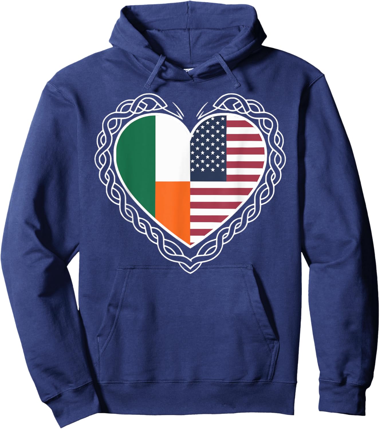 Irish-American Heritage Celtic Heart Design Hoodie - Hoodie | Navy