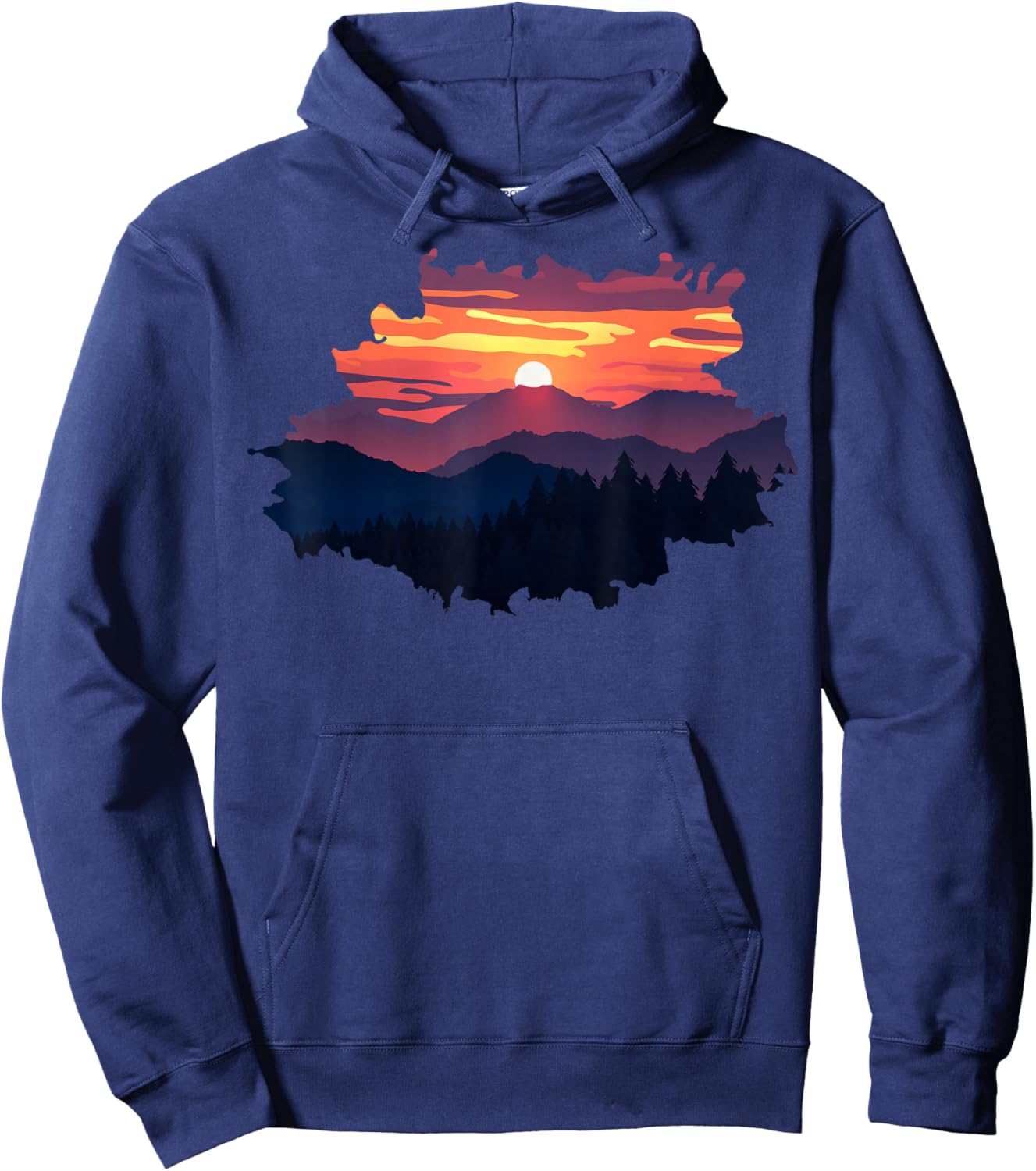 Mountain, Nature Trees and Sunset Hoodie - Hoodie | Navy