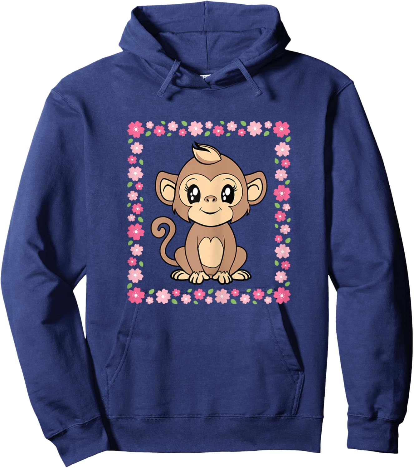 Cute Monkey Kawaii Animal Women Girls Kids Hoodie - Hoodie | Navy