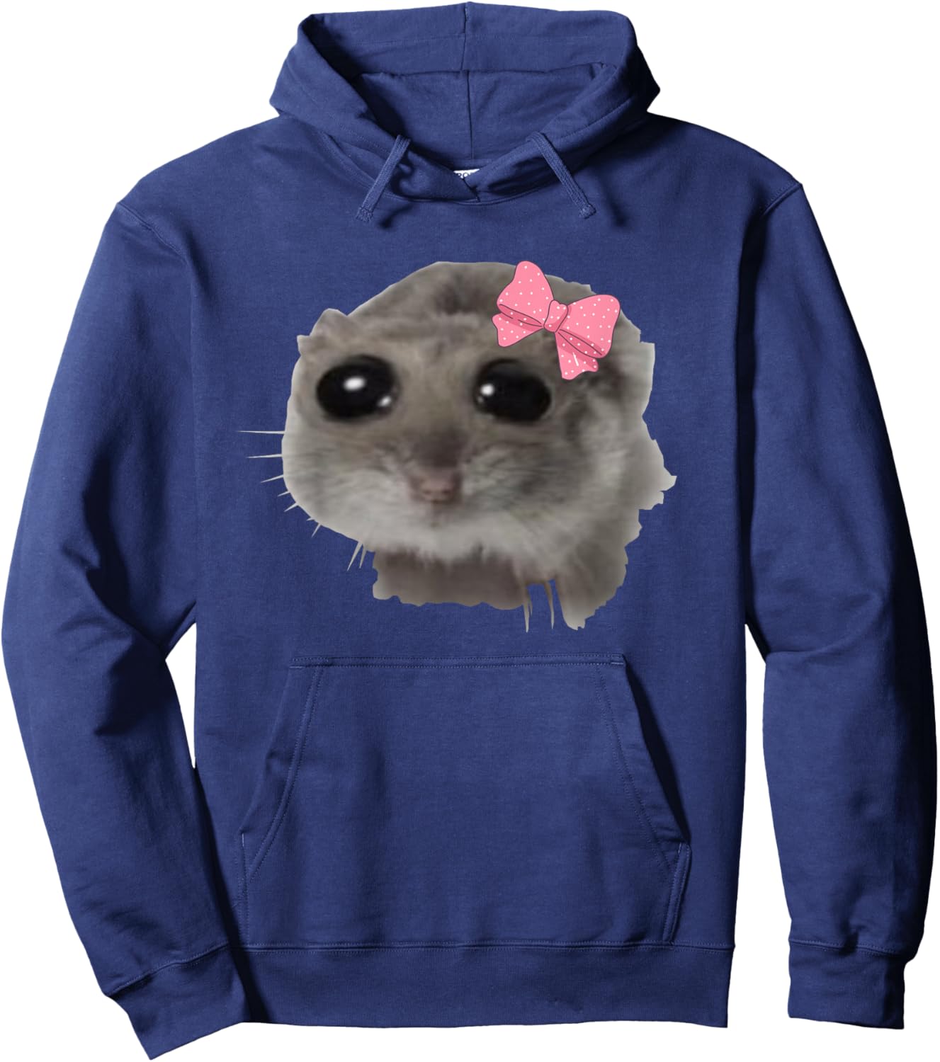 Coquette Sad Hamster Meme Crying Hoodie - Hoodie | Navy