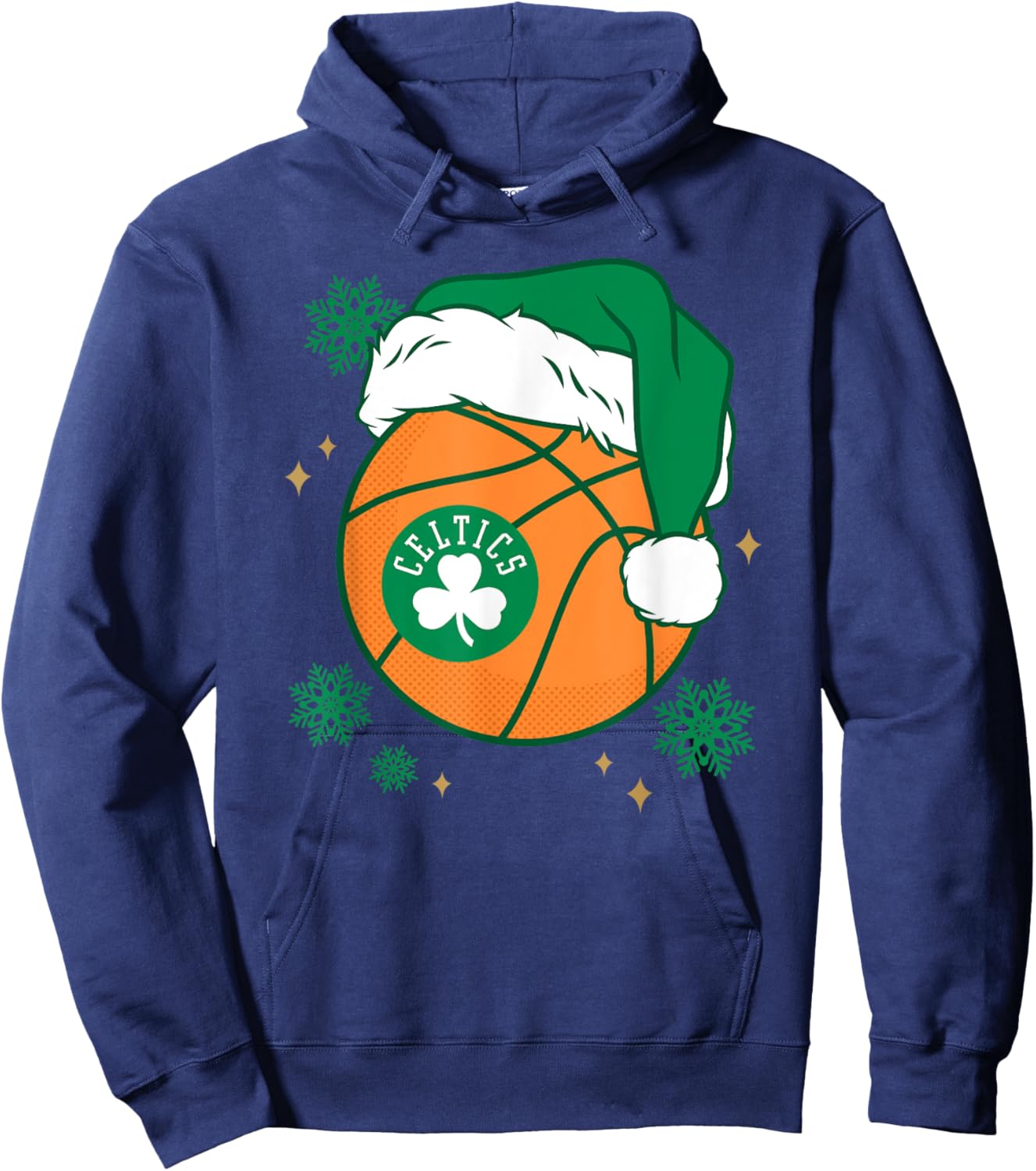 NBA Boston Celtics Christmas Santa Hat Ball Hoodie - Hoodie | Navy
