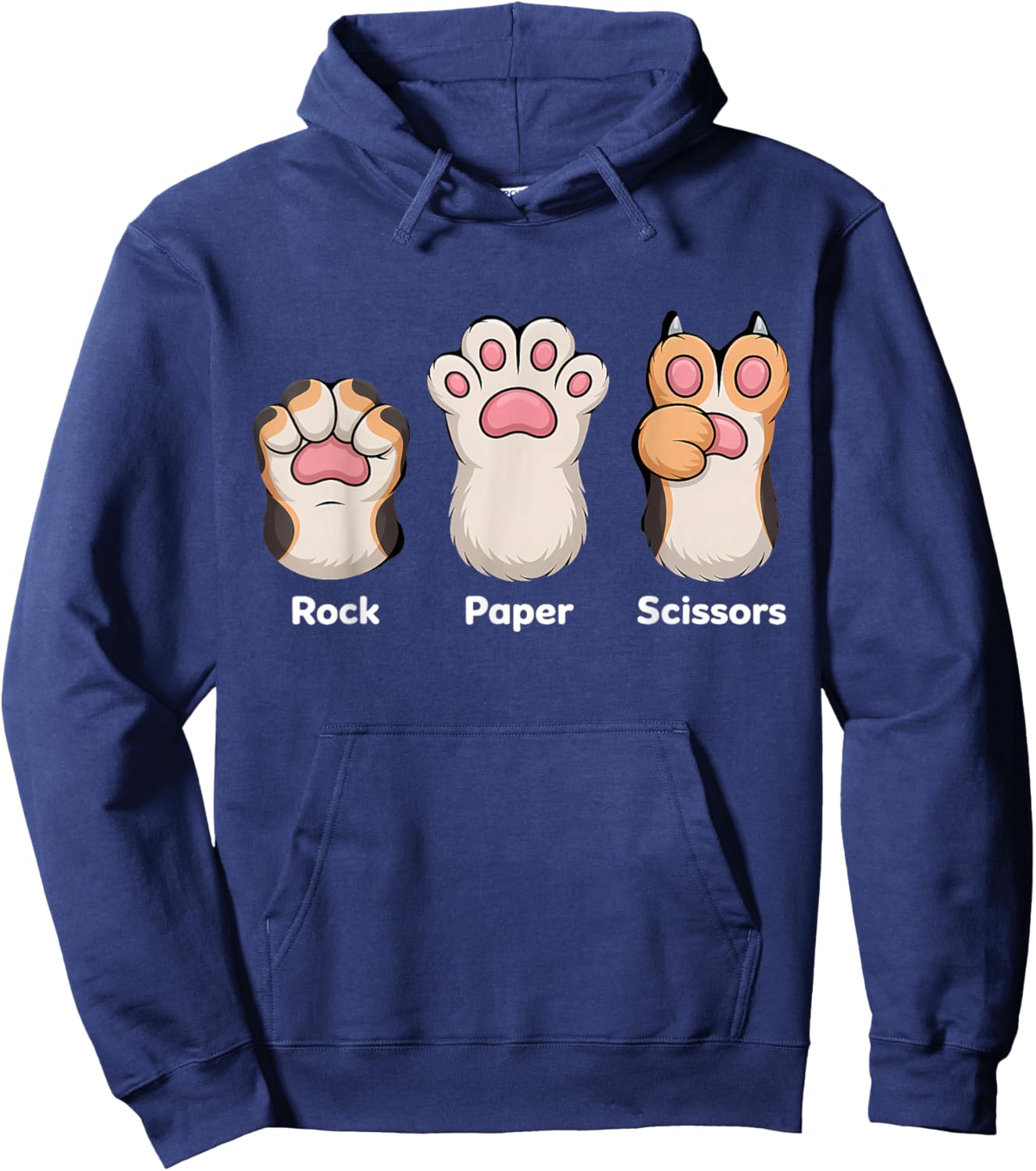 Rock Paper Scissors Hand Game Funny Dog Paw Hoodie - Hoodie | Navy