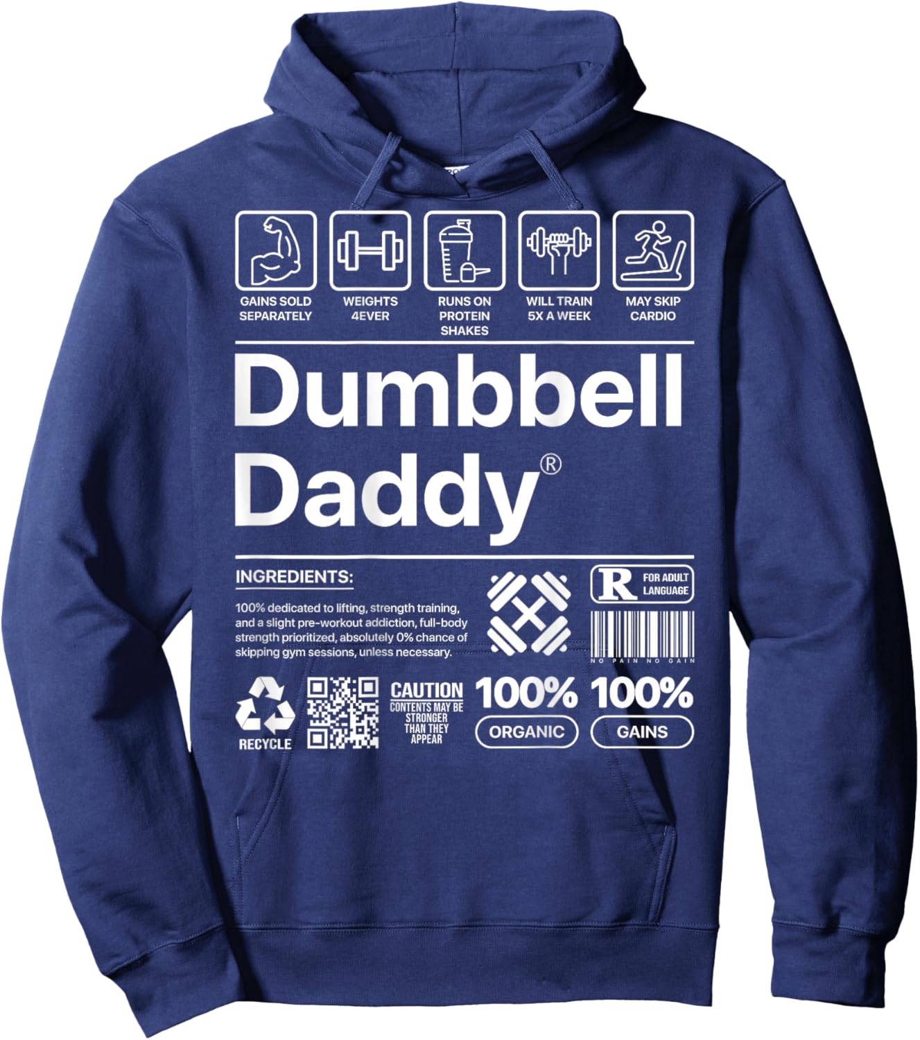 Dumbbell Daddy And Dad Gym Workout Father Funny Hoodie - Hoodie | Navy