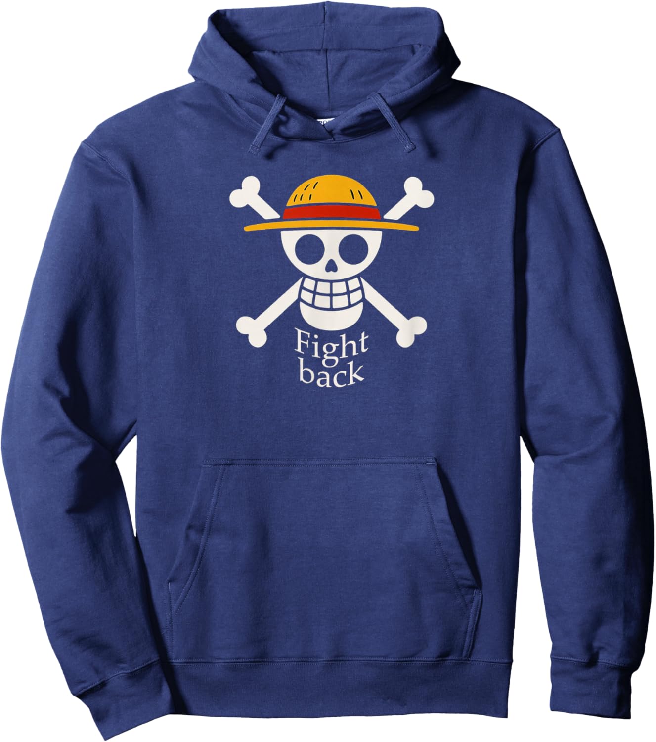 Straw Hat. Jolly Roger. Fight Back. Hoodie - Hoodie | Navy